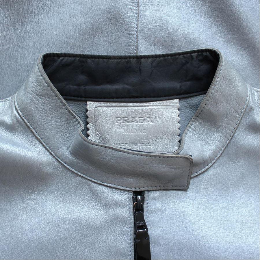 Prada Leather jacket size 44 In Excellent Condition For Sale In Gazzaniga (BG), IT