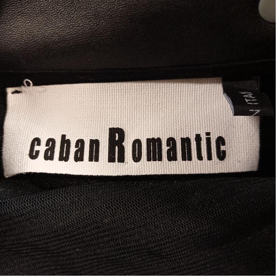 Black Caban Romantic Leather jacket size 44 For Sale
