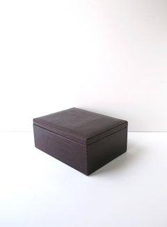 Leather Jewelry Box Faux Crocodile Embossed, Ralph Lauren Style, circa 1990s