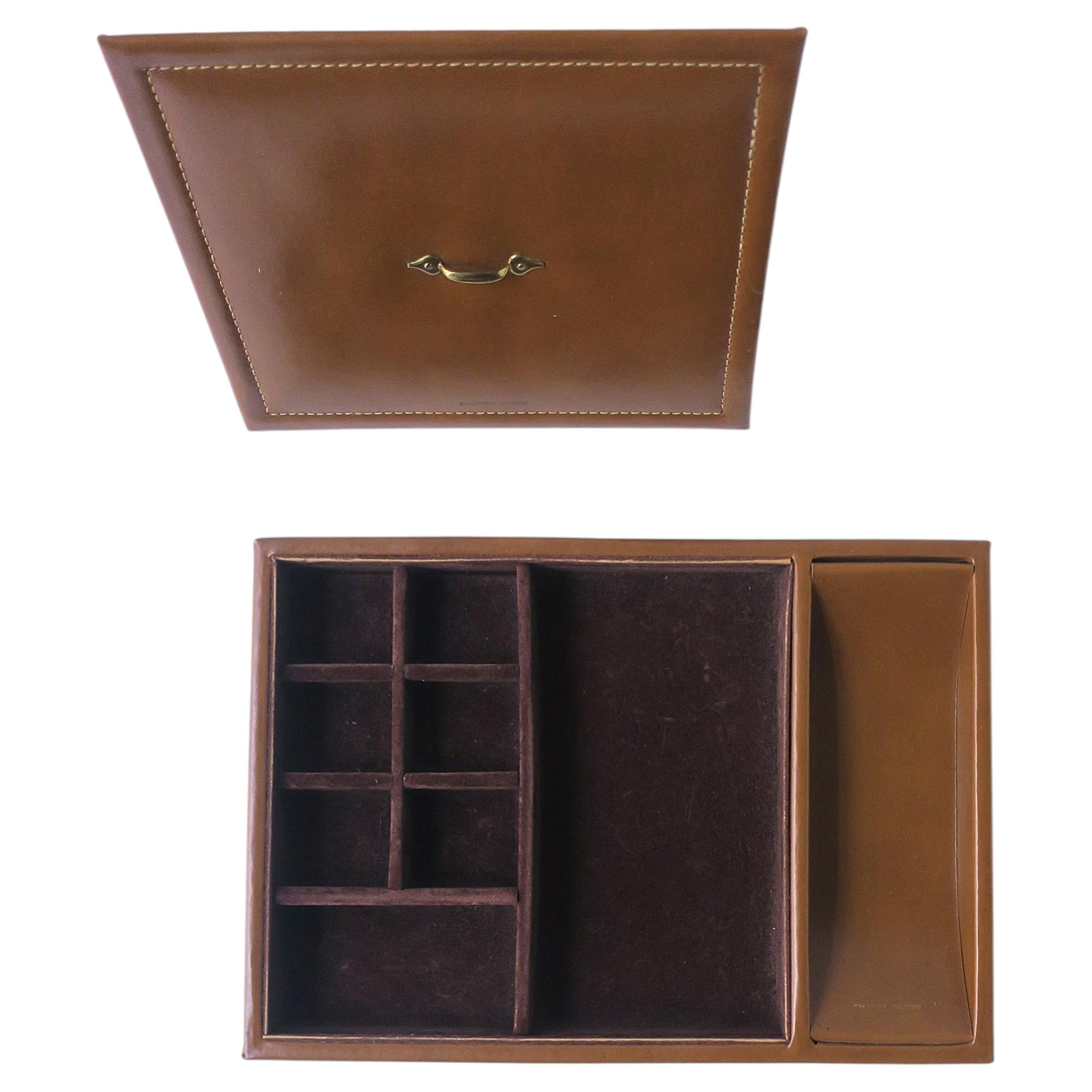 Leather Jewelry Box, Midcentury For Sale