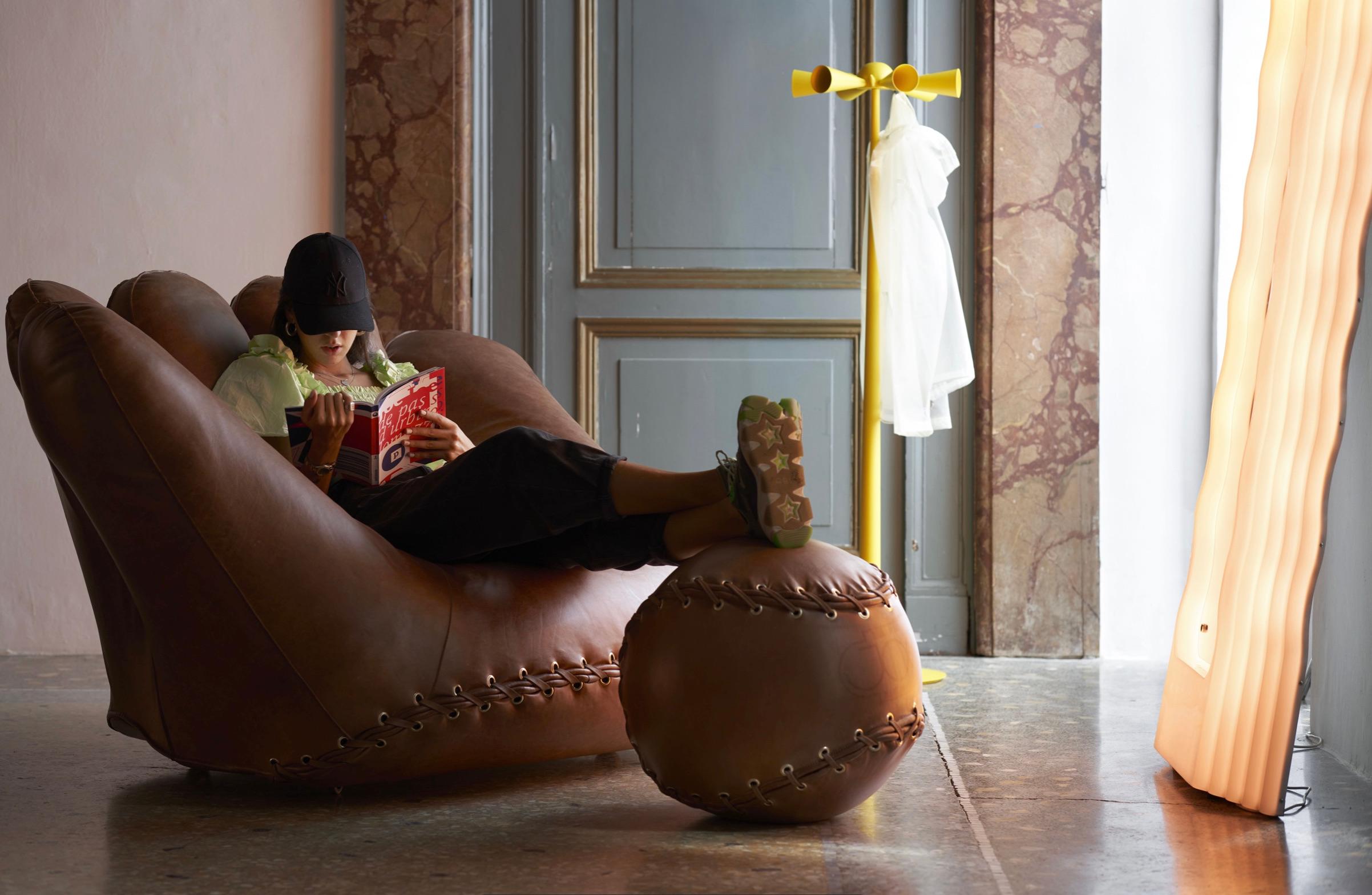 Chaise Joe en cuir conçue par De Pas, D'Urbino, Lomazzi pour Poltronova, Italie en vente 3