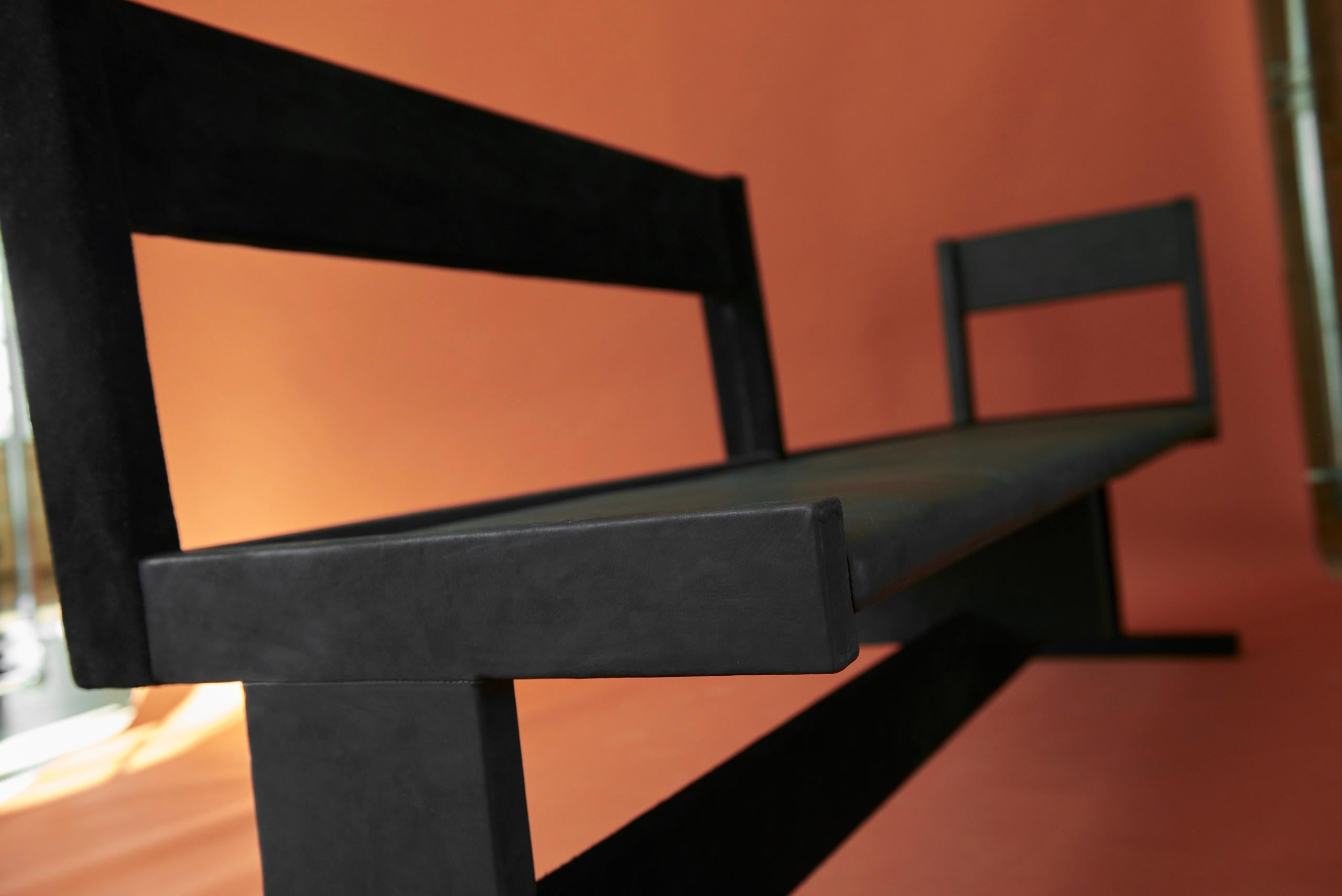 Post-Modern Limited Edition Leather Keeva Bench by Nish Studio For Sale
