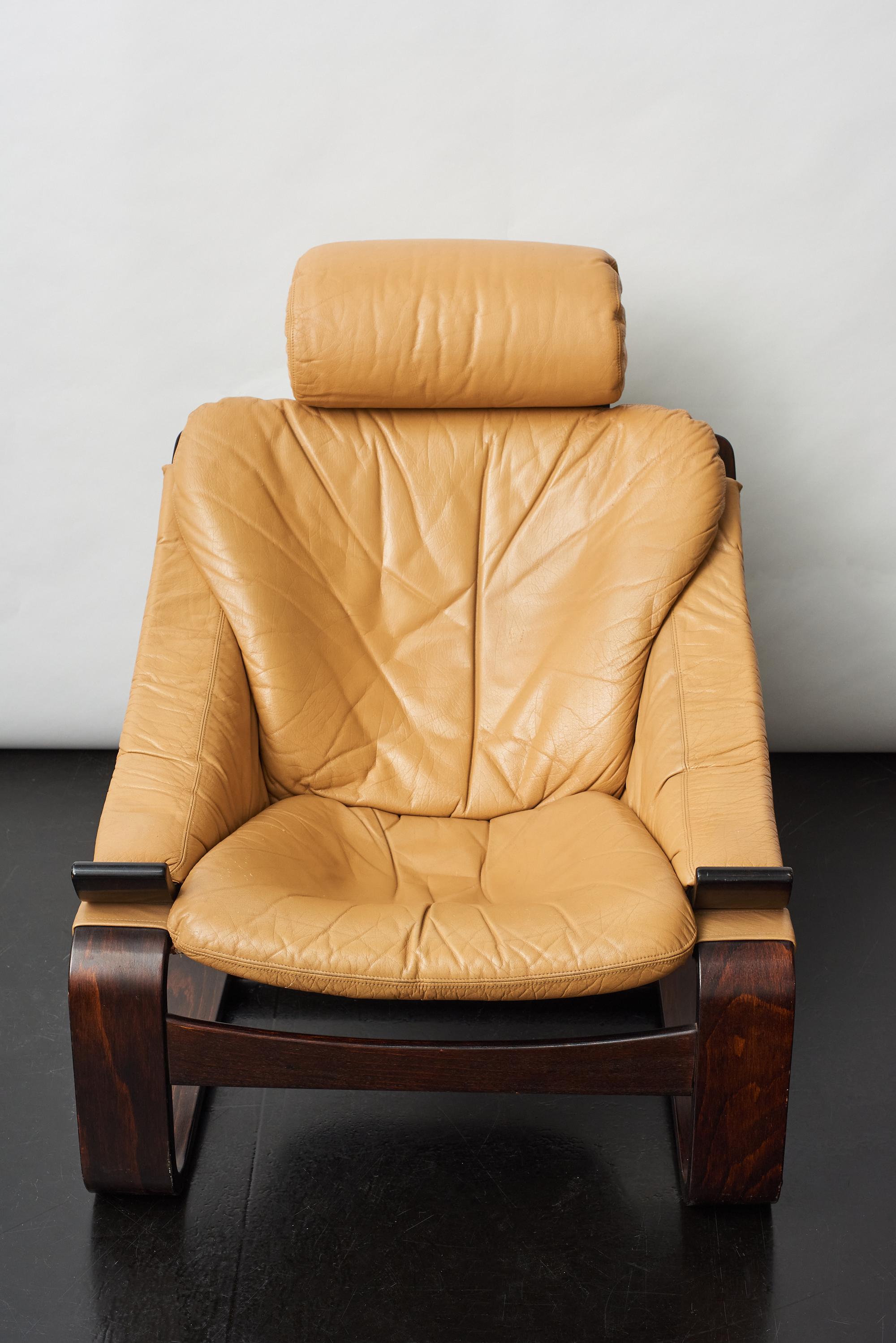 Scandinavian Modern Leather ‘Kroken’ Lounge Chair Designed by Ake Fribytter, Sweden, 1974