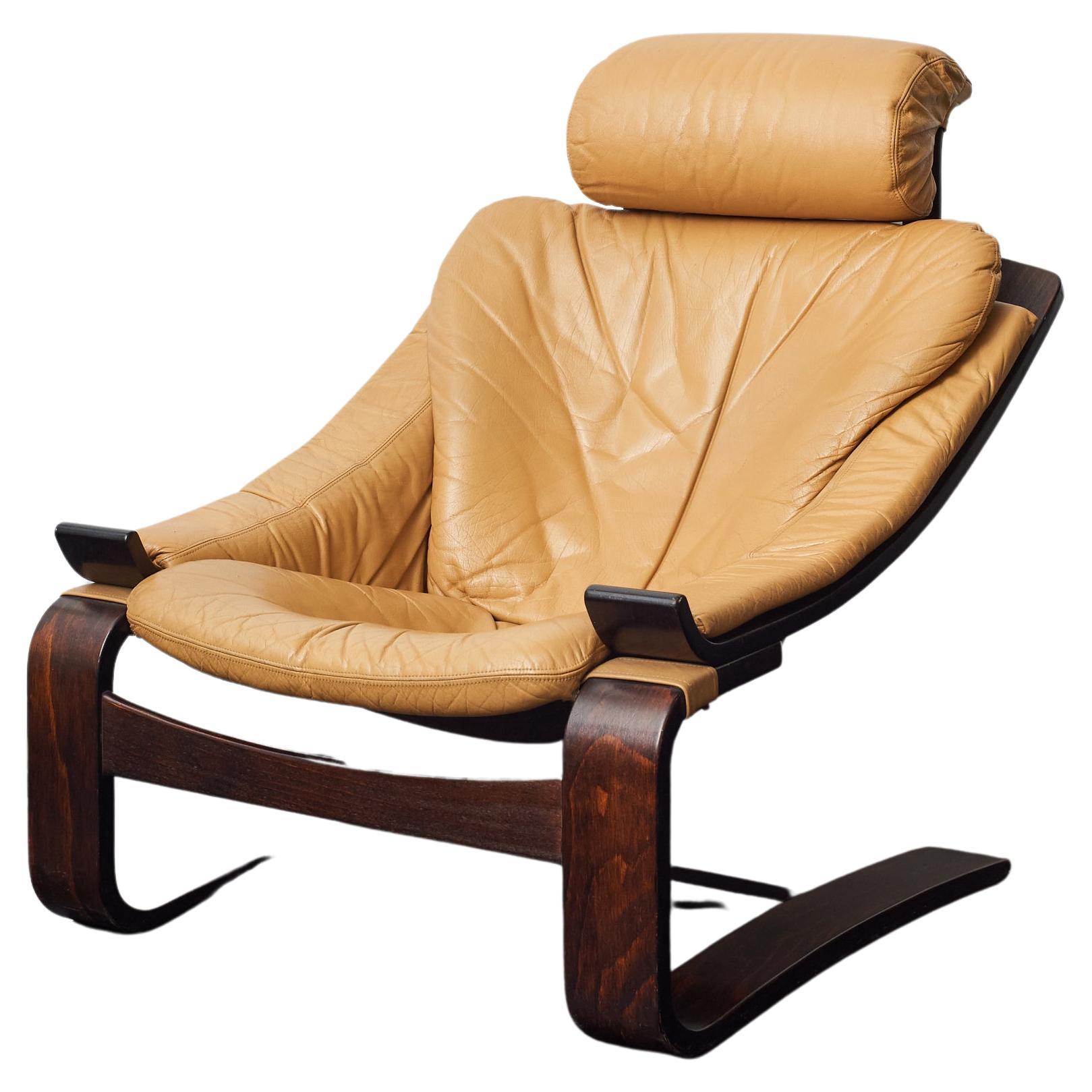 Leather ‘Kroken’ Lounge Chair Designed by Ake Fribytter, Sweden, 1974