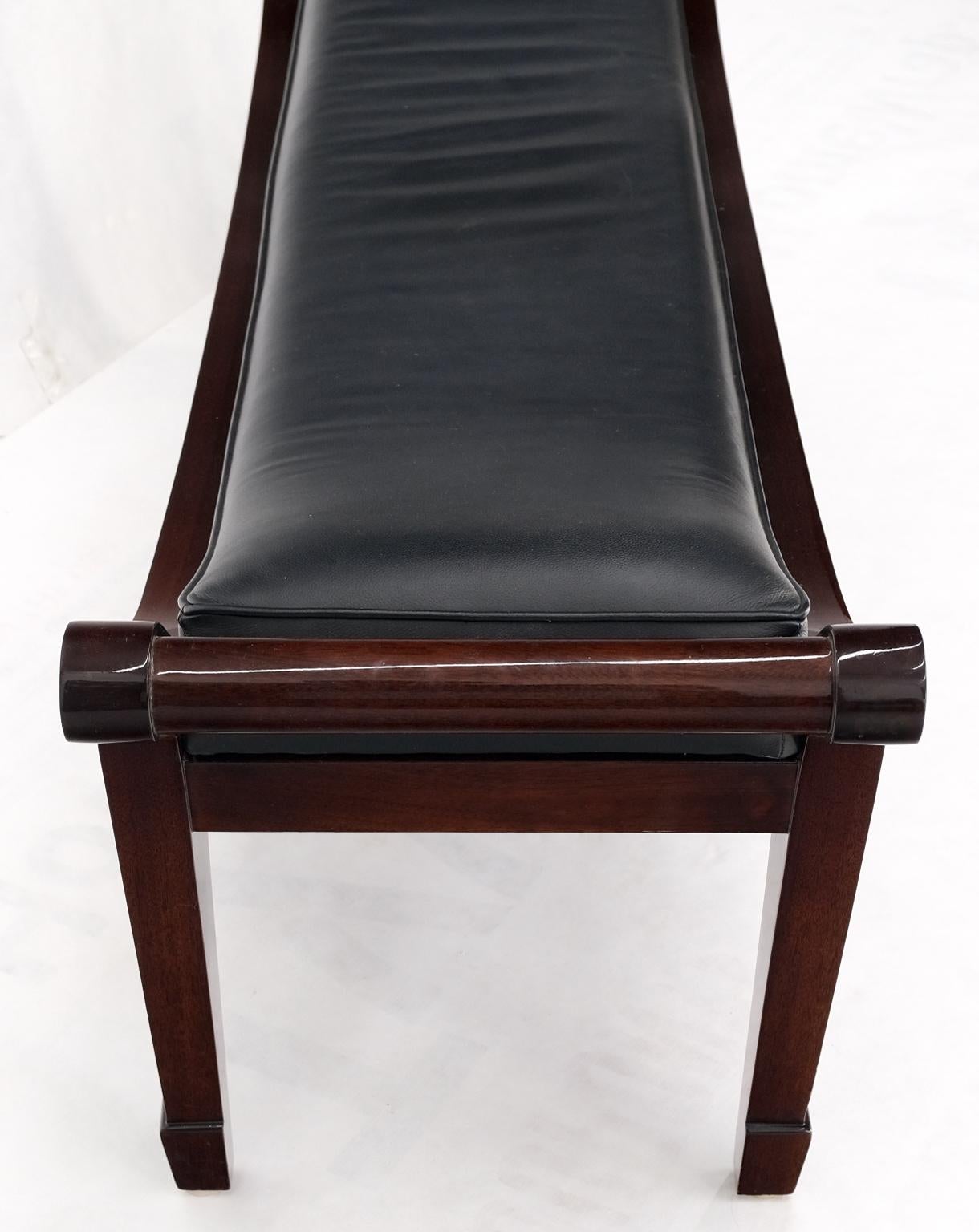 Leather & Lacquered Mahogany Post Modern Window Bench For Sale 1
