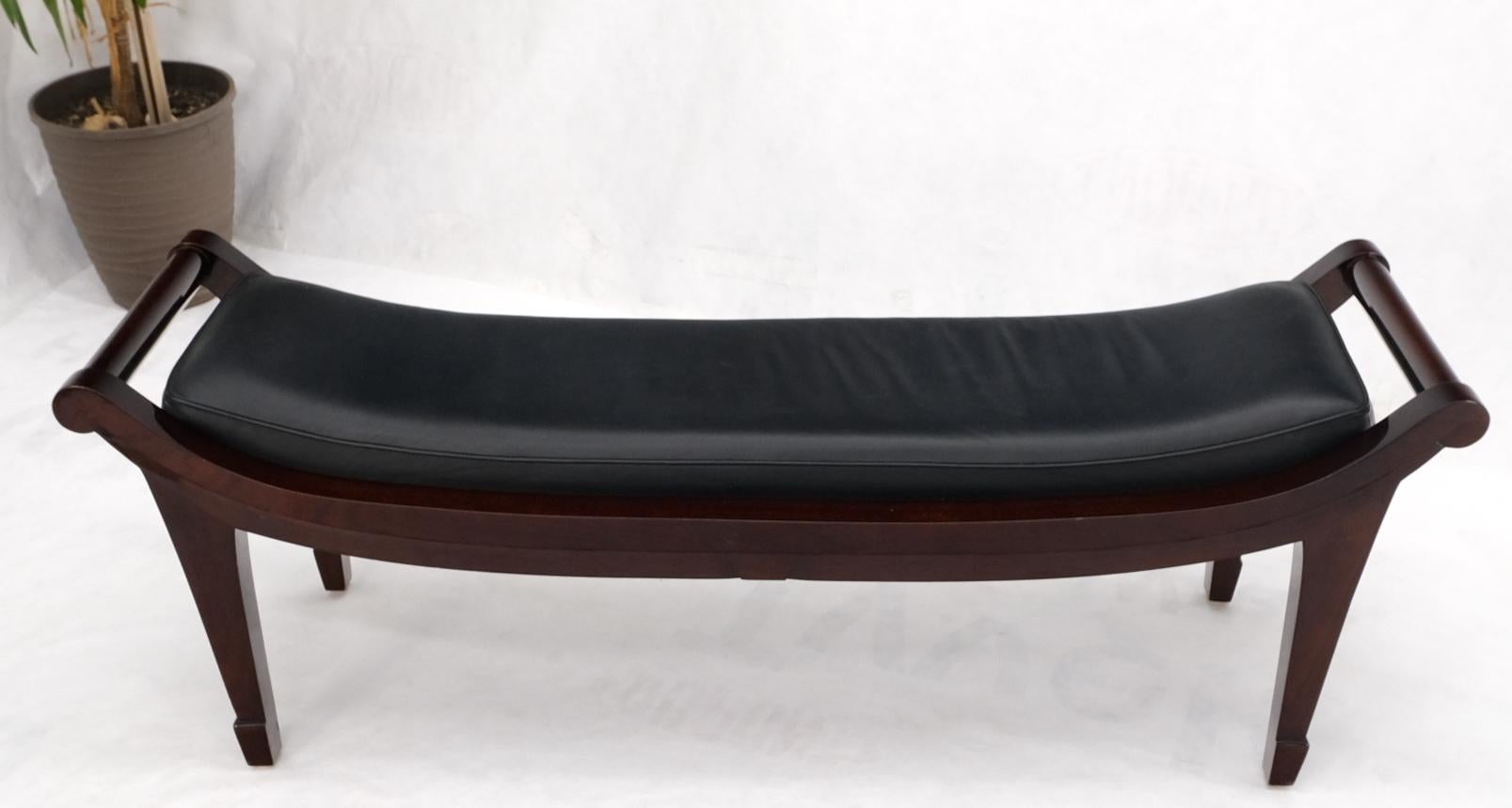 Leather and lacquered mahogany post modern window bench.