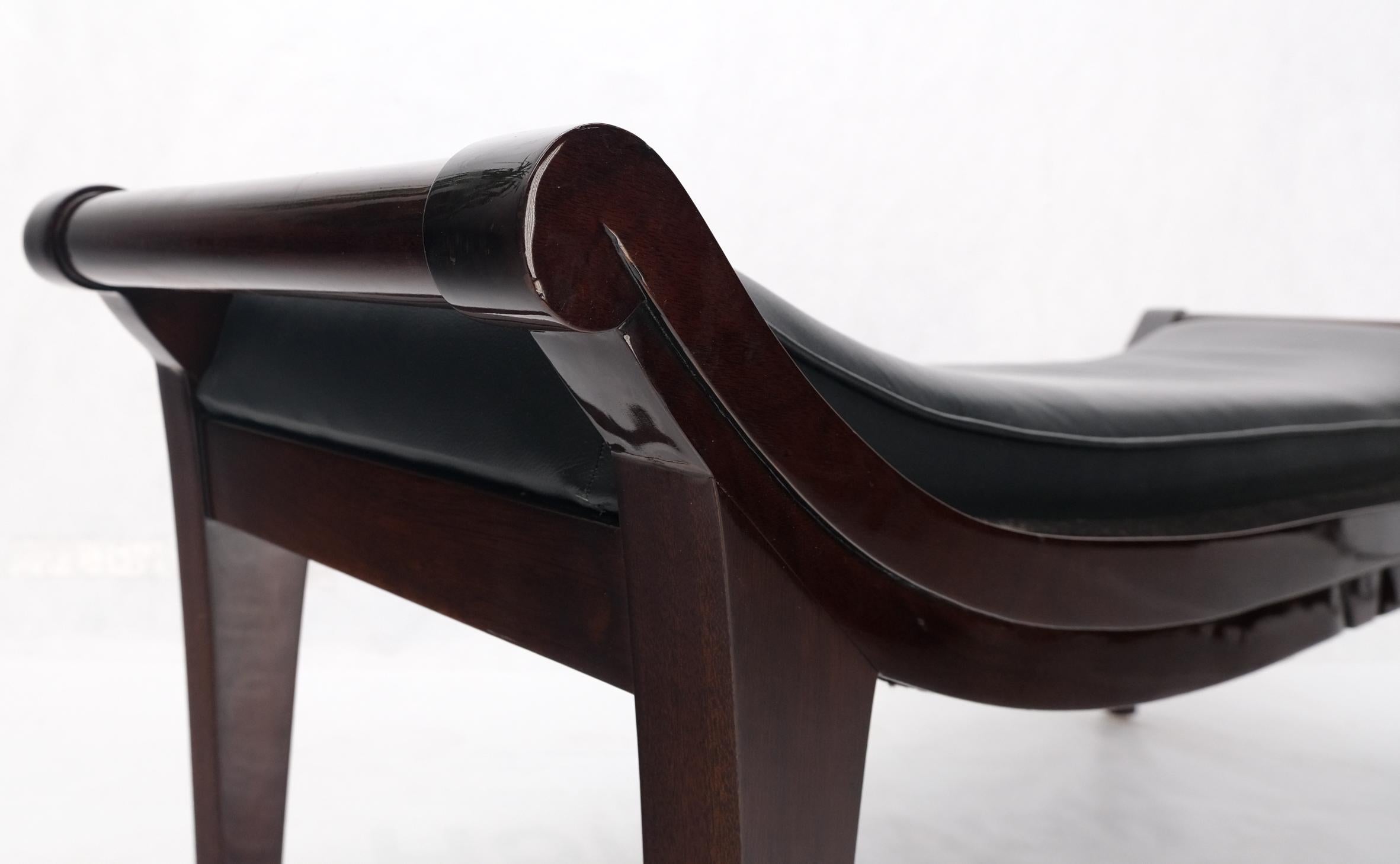 Mid-Century Modern Leather & Lacquered Mahogany Post Modern Window Bench For Sale