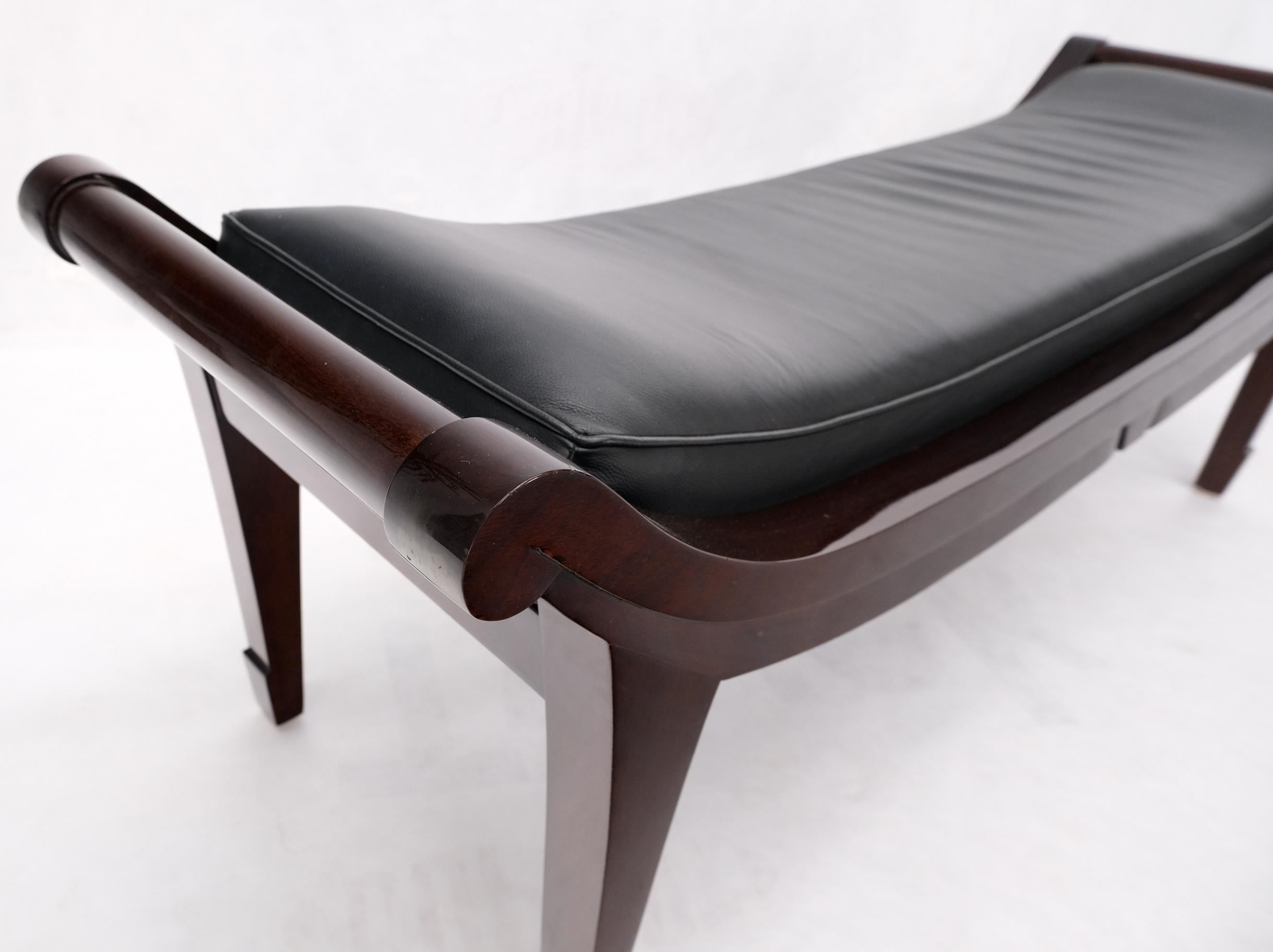 Unknown Leather & Lacquered Mahogany Post Modern Window Bench For Sale