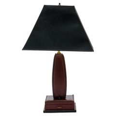 Leather Lamp by Jacques Adnet