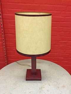 Leather Lamp in the Style of Jacques Adnet, circa 1950, Original Lampshade