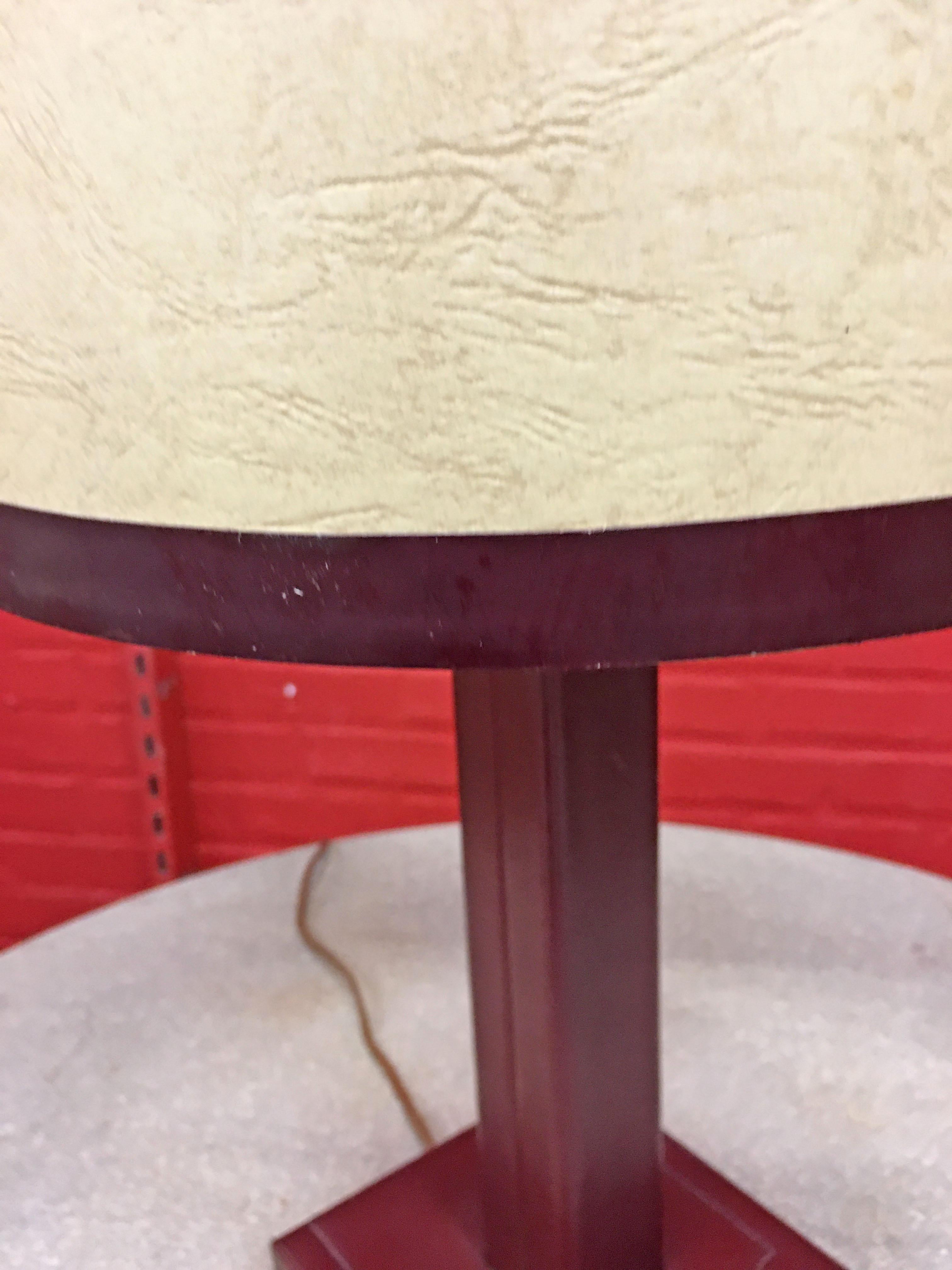 Leather Lamp in the Style of Jacques Adnet, circa 1950, Original Lampshade For Sale 1