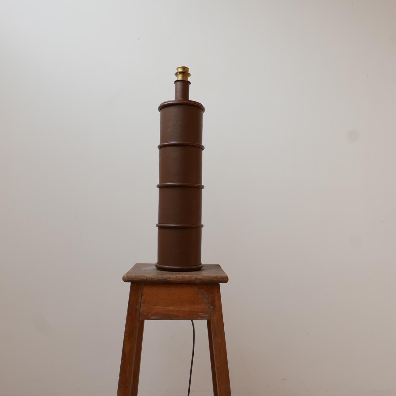 Leather Large Belgium Mid-Century Table Lamp 5