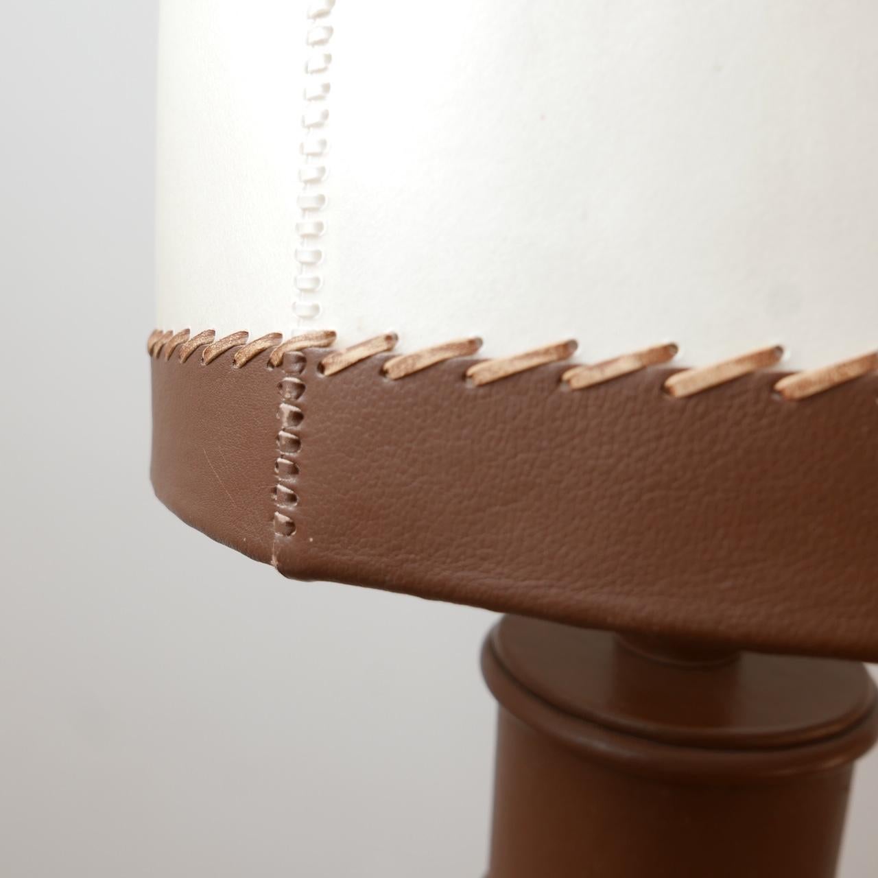 Belgian Leather Large Belgium Mid-Century Table Lamp