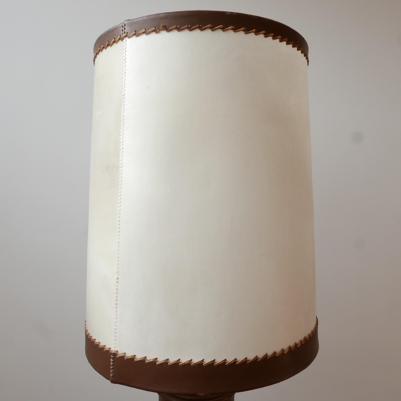 Leather Large Belgium Mid-Century Table Lamp In Good Condition In London, GB