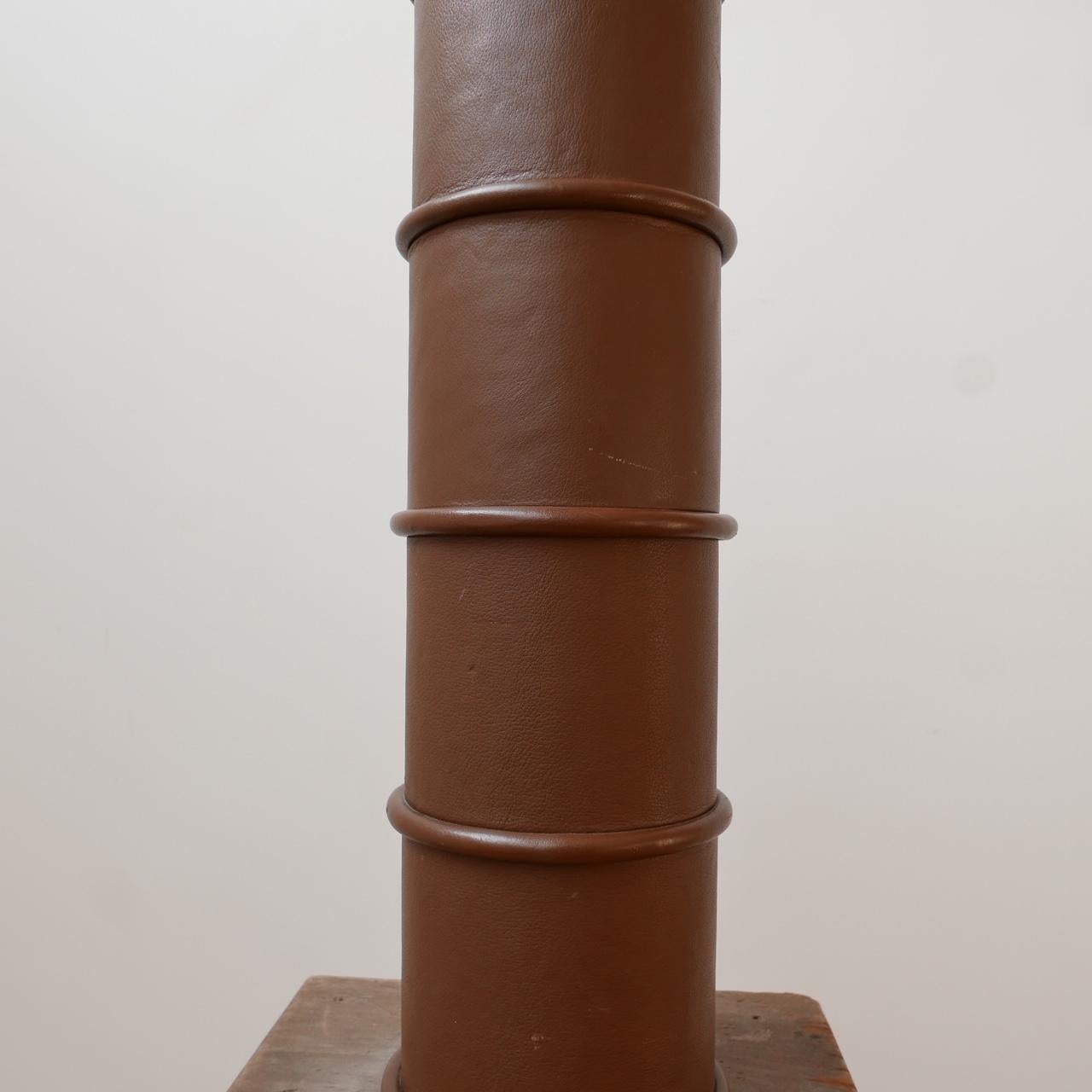 Leather Large Belgium Mid-Century Table Lamp 3