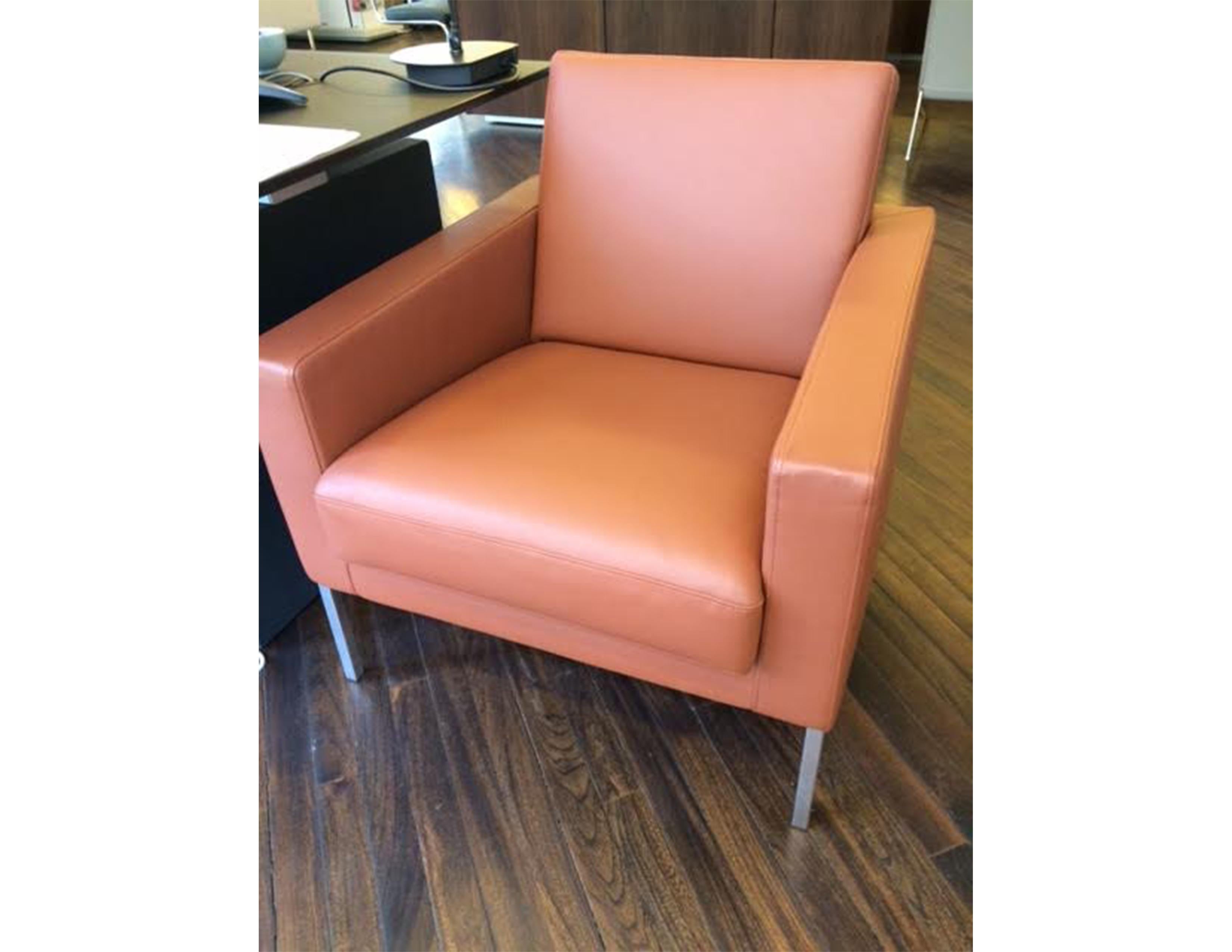 Leon lounge chair
Leather as shown
Model#: 431-10 
Chromed frame
Original Price: $3,500 .00

