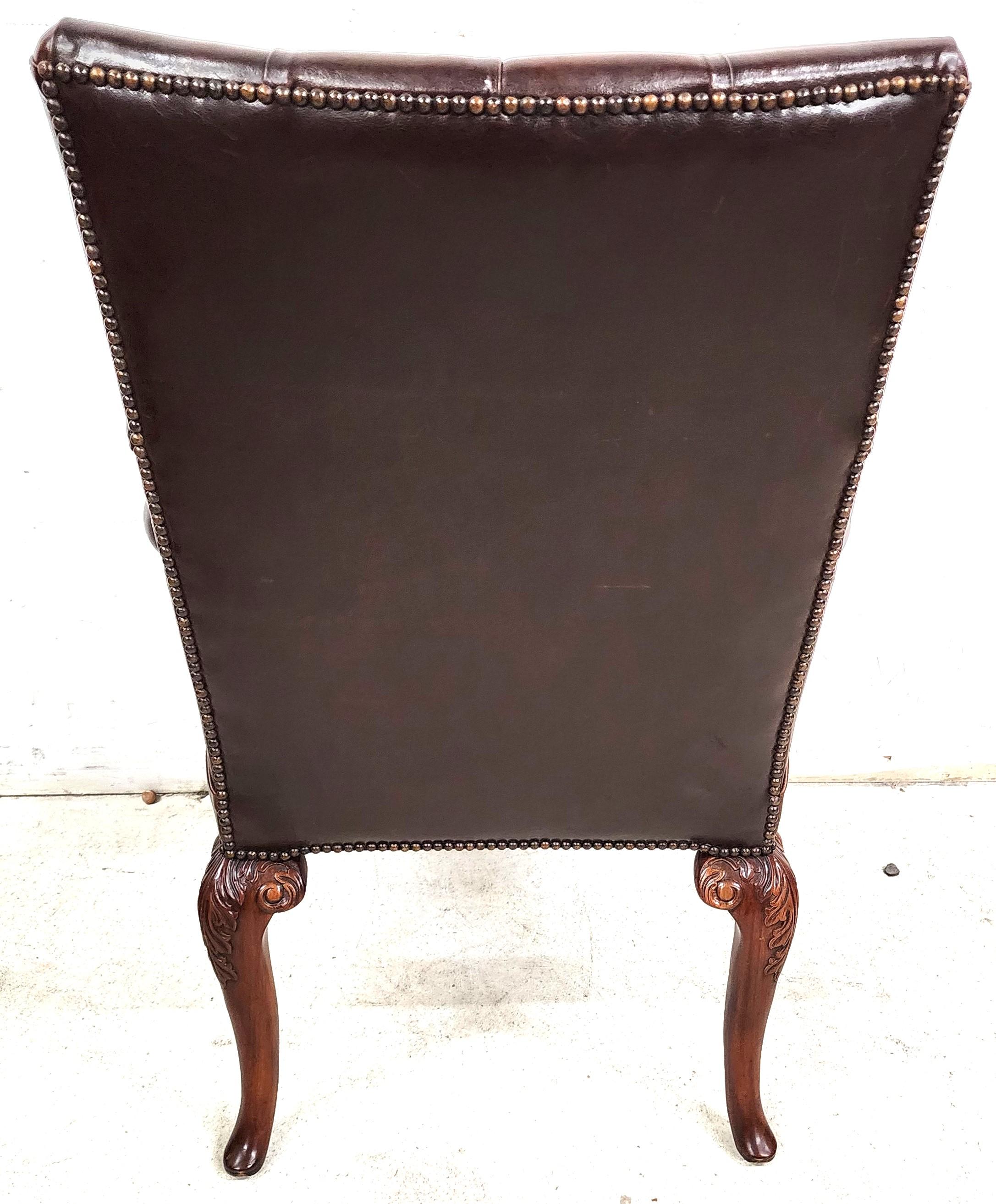 Leather Library Armchair by Theodore Alexander For Sale 3