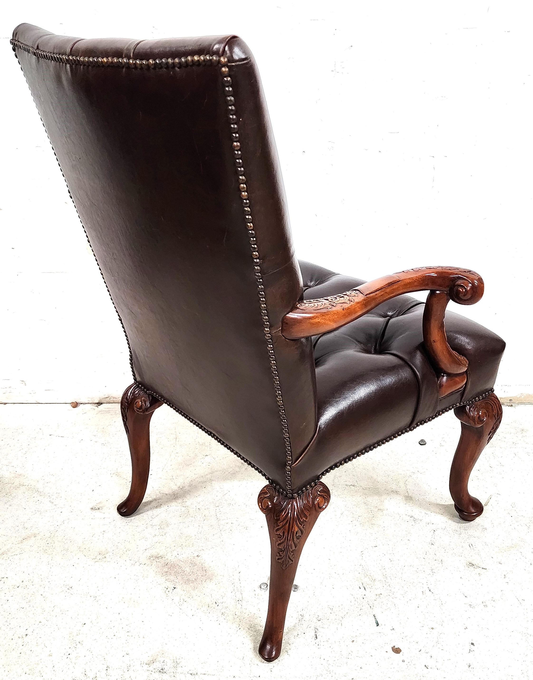 Leather Library Armchair by Theodore Alexander For Sale 5