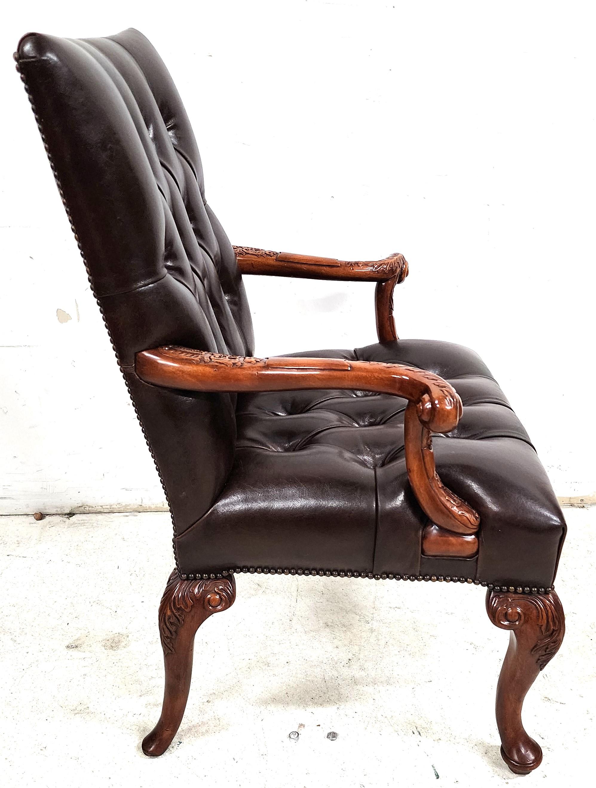 Leather Library Armchair by Theodore Alexander For Sale 6
