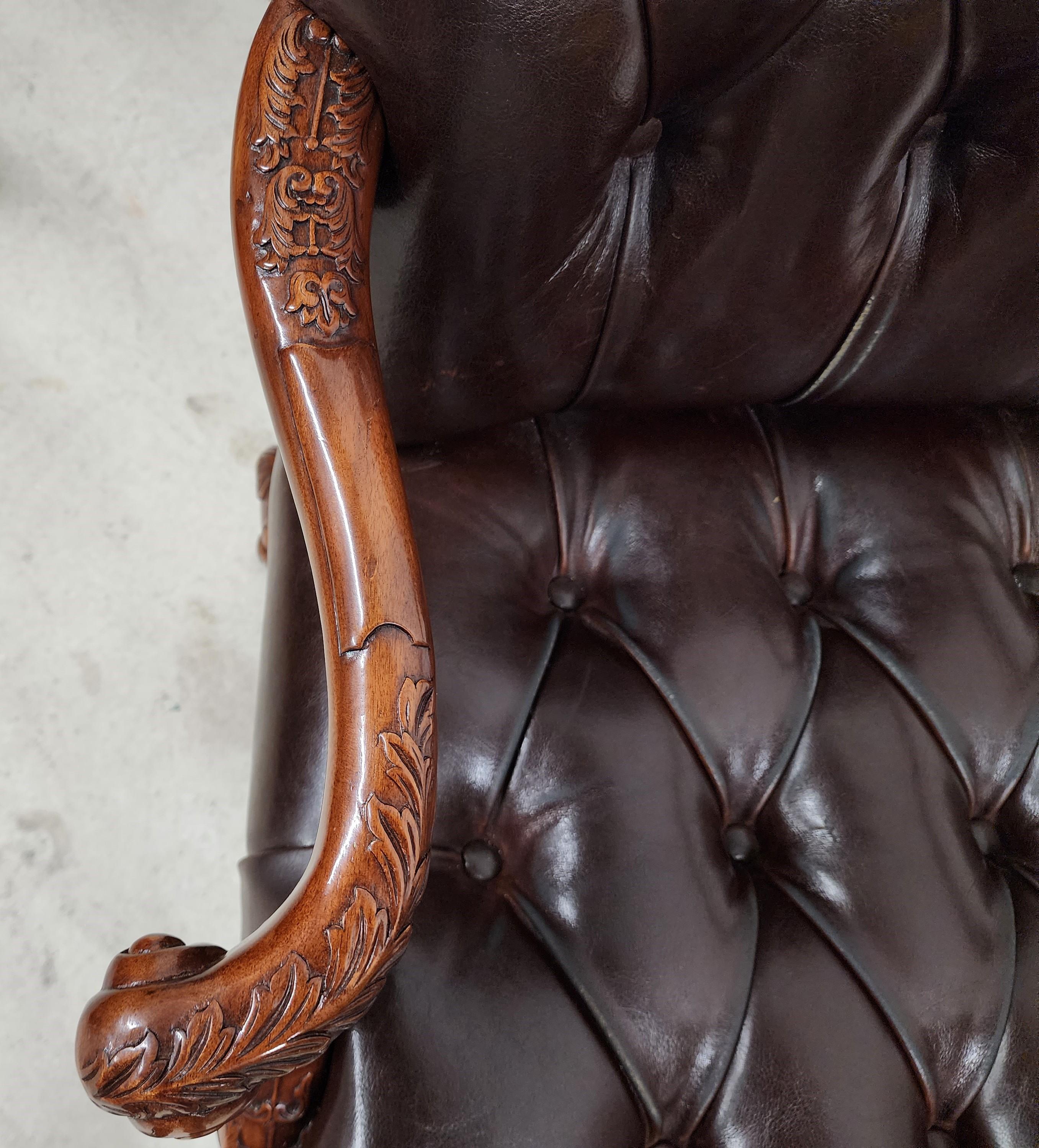 Leather Library Armchair by Theodore Alexander In Good Condition For Sale In Lake Worth, FL