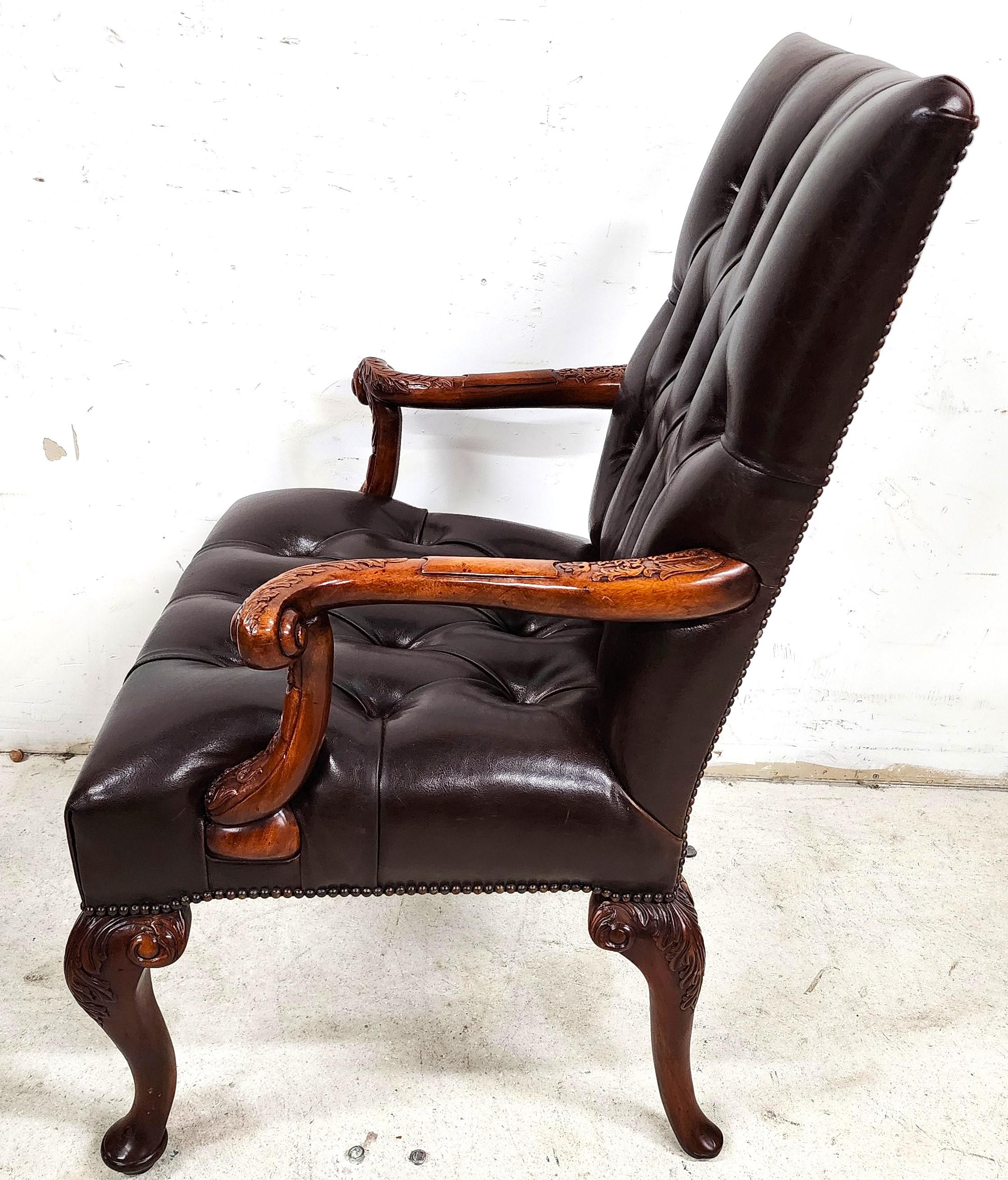 Leather Library Armchair by Theodore Alexander For Sale 1