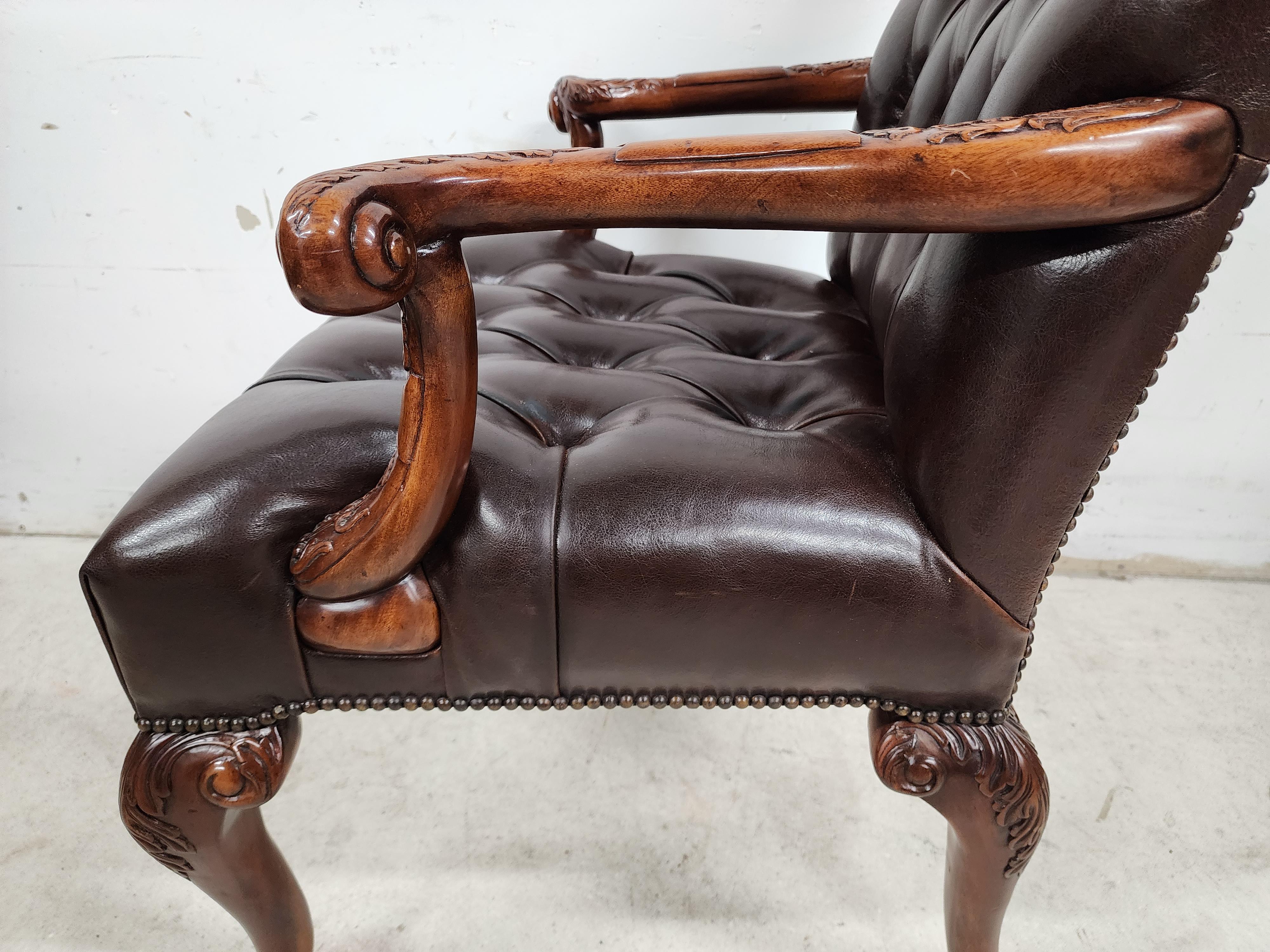 Leather Library Armchair by Theodore Alexander For Sale 2