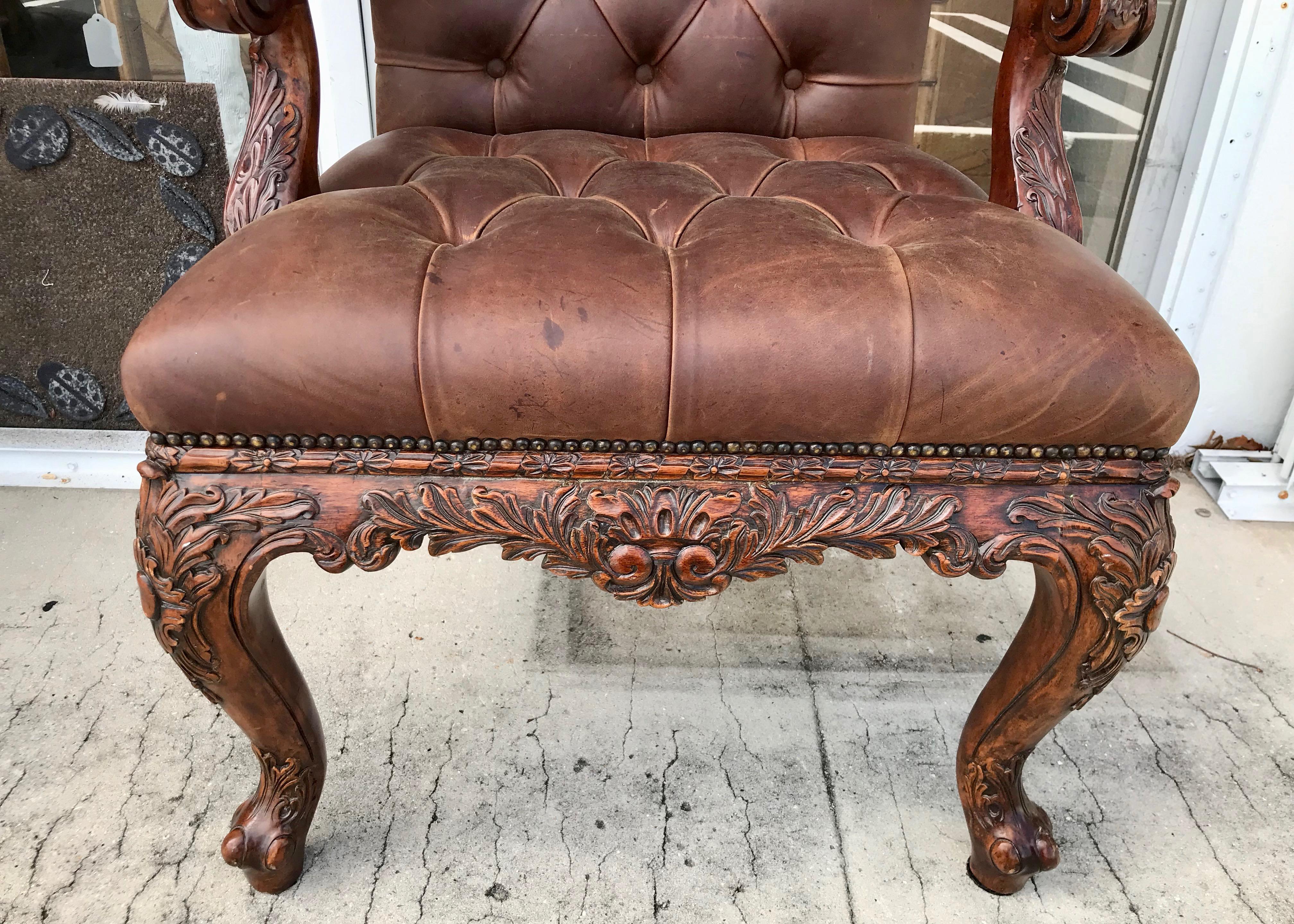 Leather Library Armchair For Sale 5