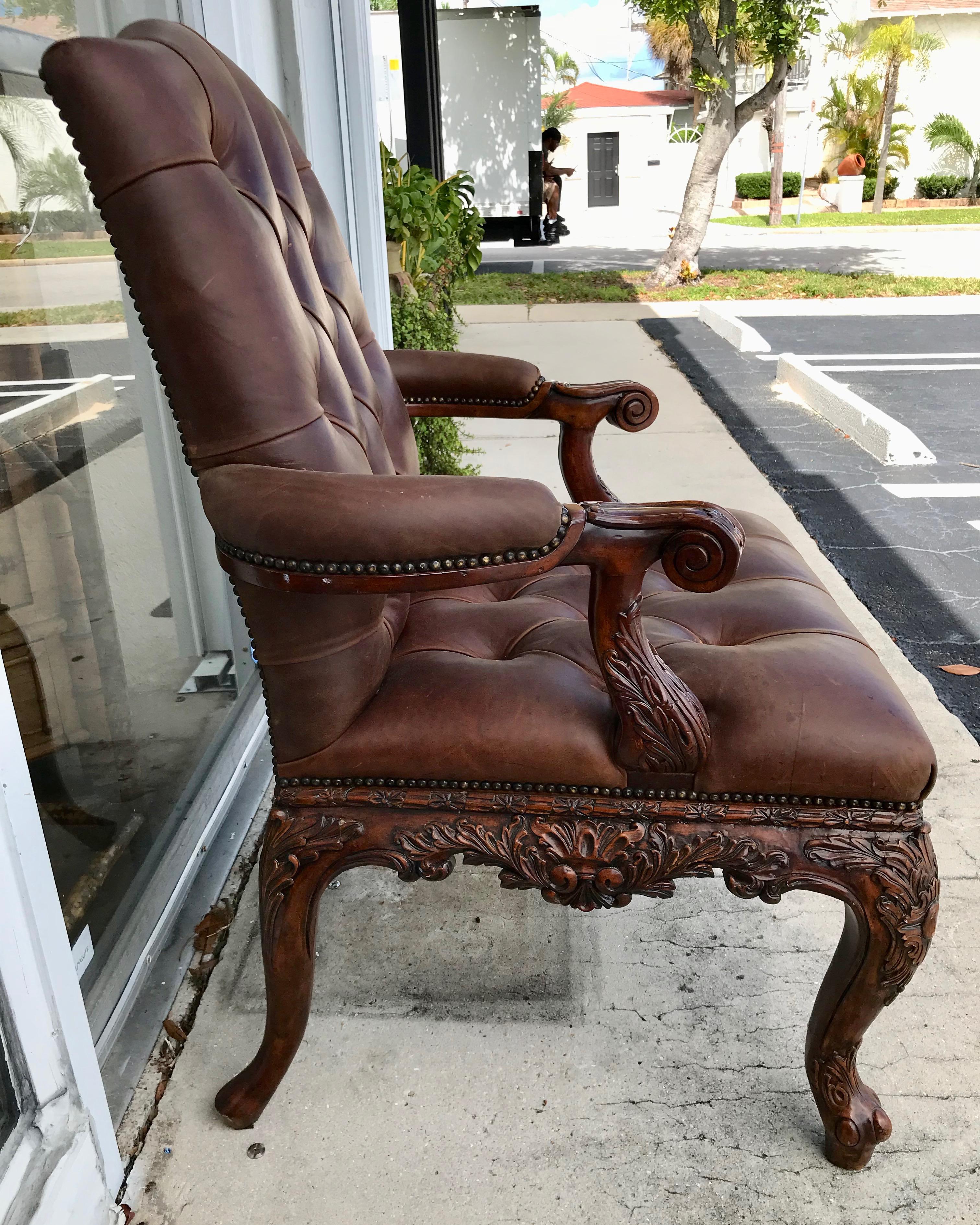 Leather Library Armchair For Sale 2