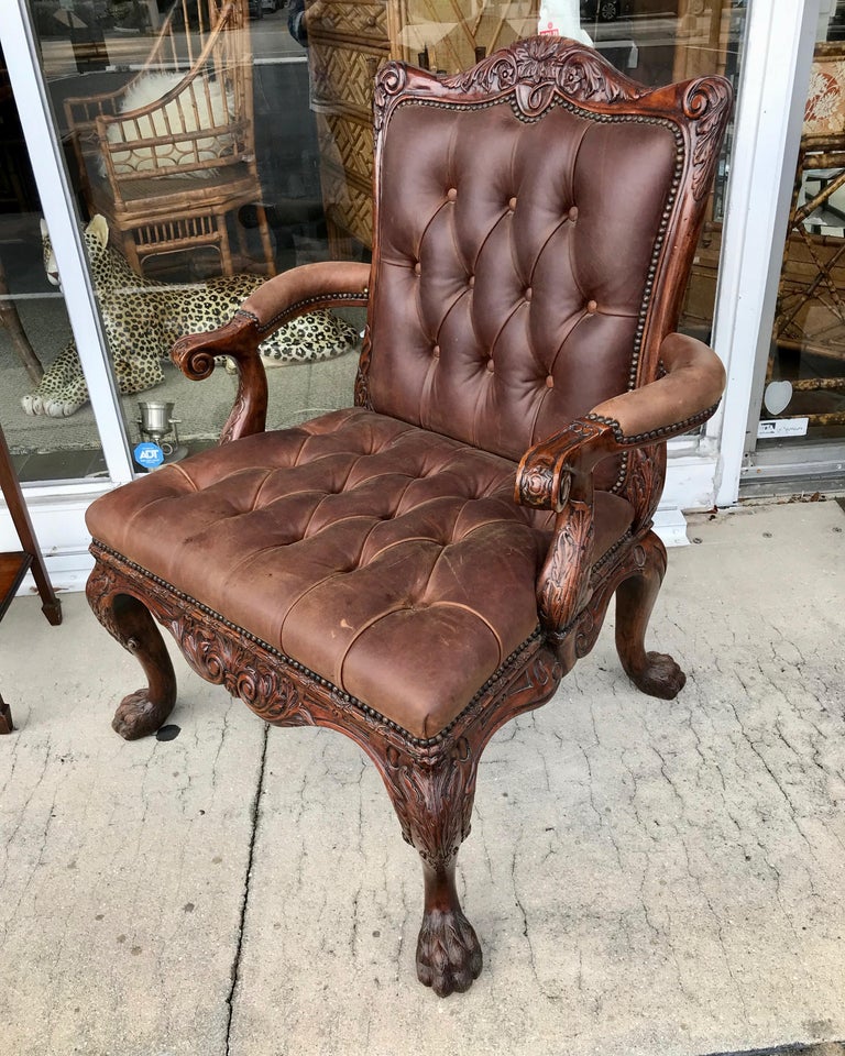 Leather Library Chair For Sale at 1stDibs