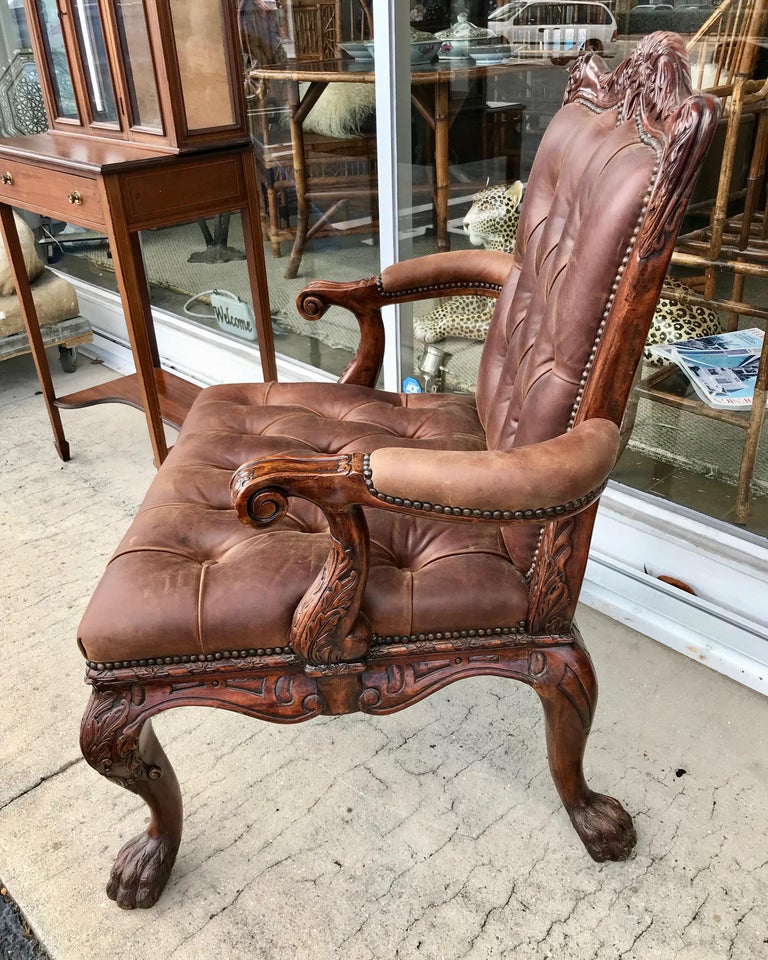 Leather Library Chair For Sale at 1stDibs
