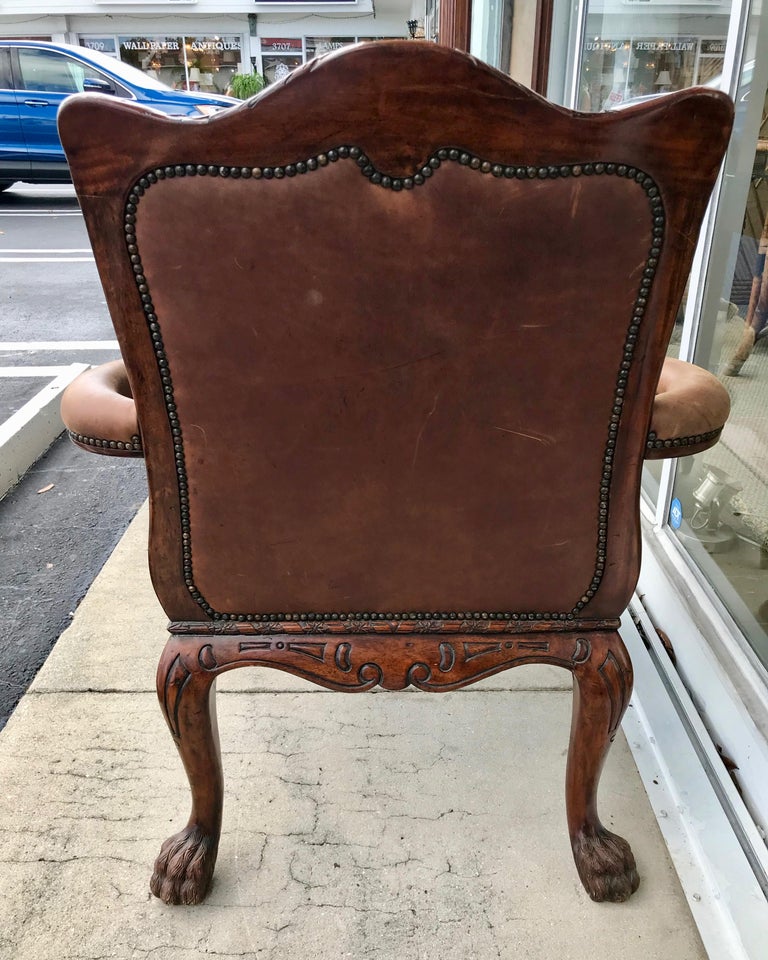 Leather Library Chair For Sale at 1stDibs