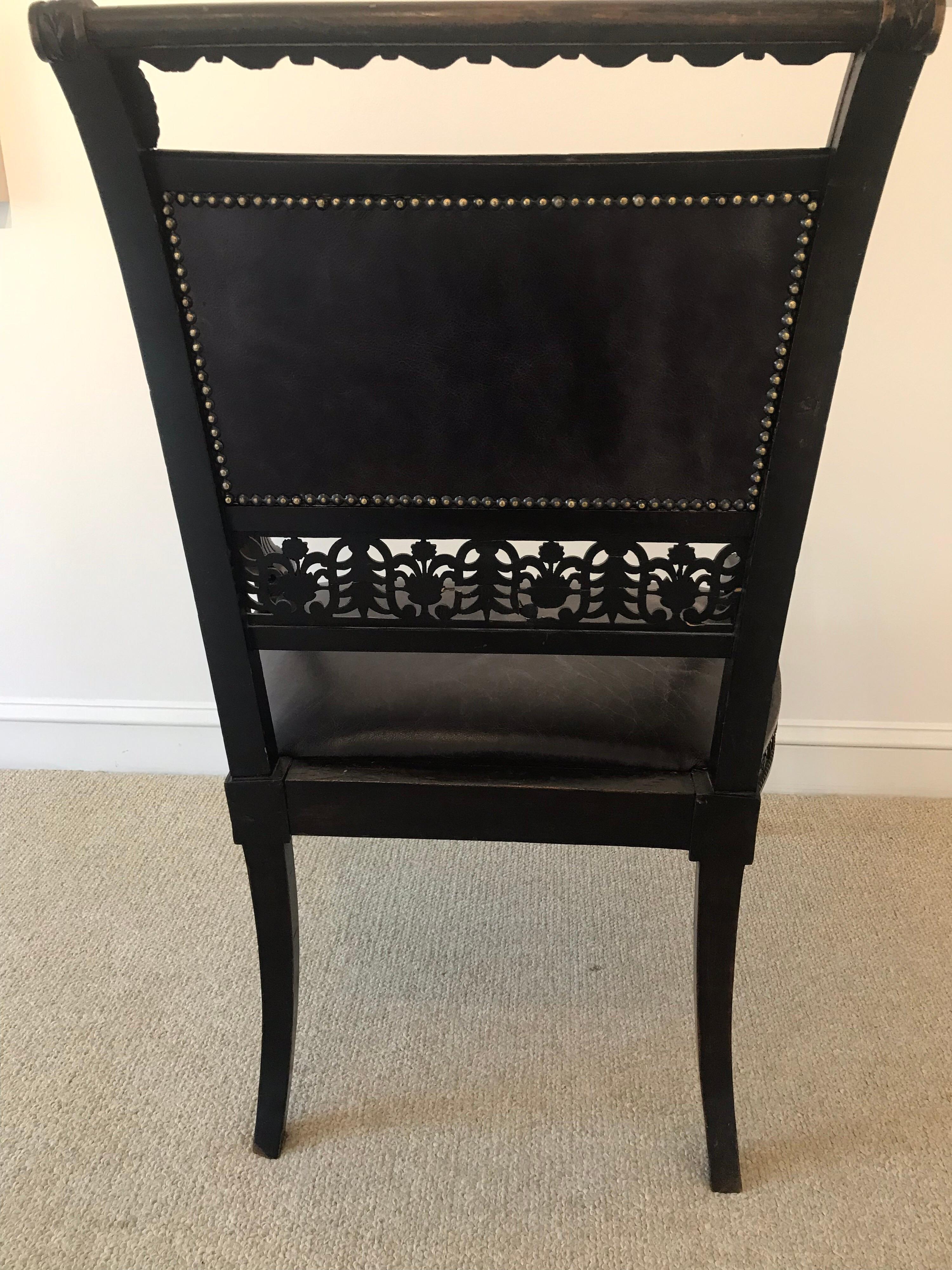 Aesthetic Movement Leather Library/Occasional Chair, Early 20th Century For Sale