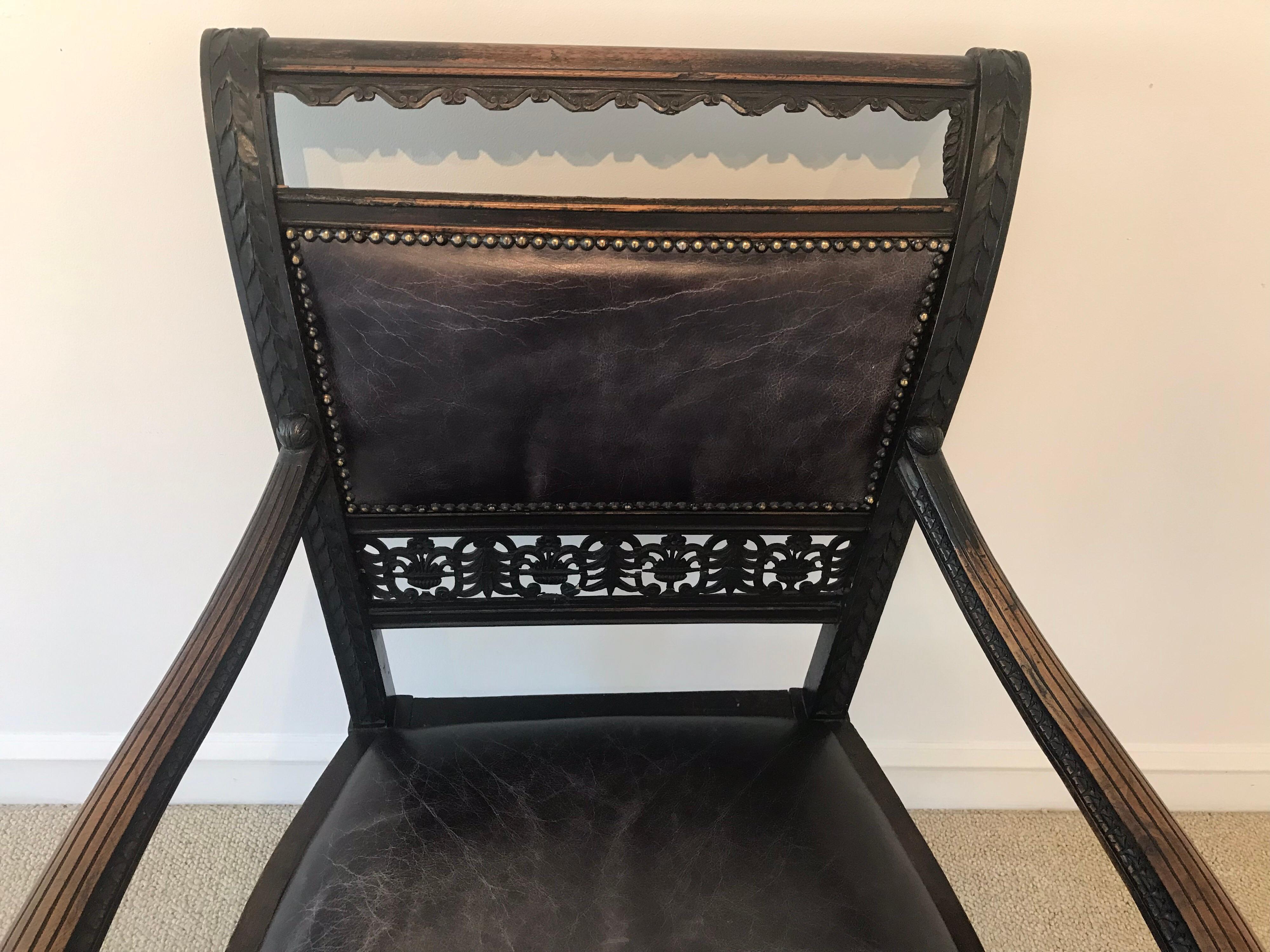 British Leather Library/Occasional Chair, Early 20th Century For Sale