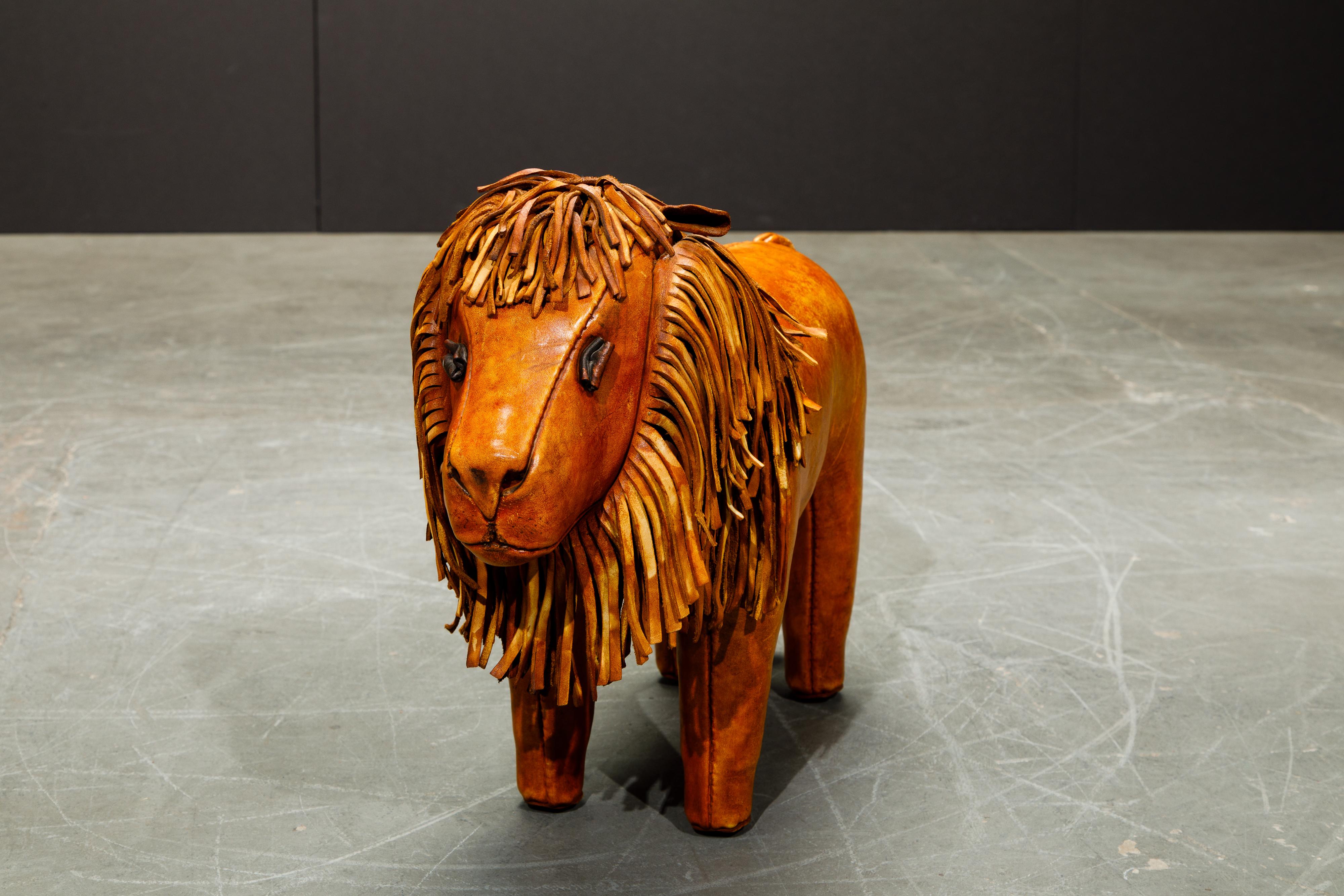 Leather Lion Footstool by Dimitri Omersa for Abercrombie & Fitch, 1970s 2