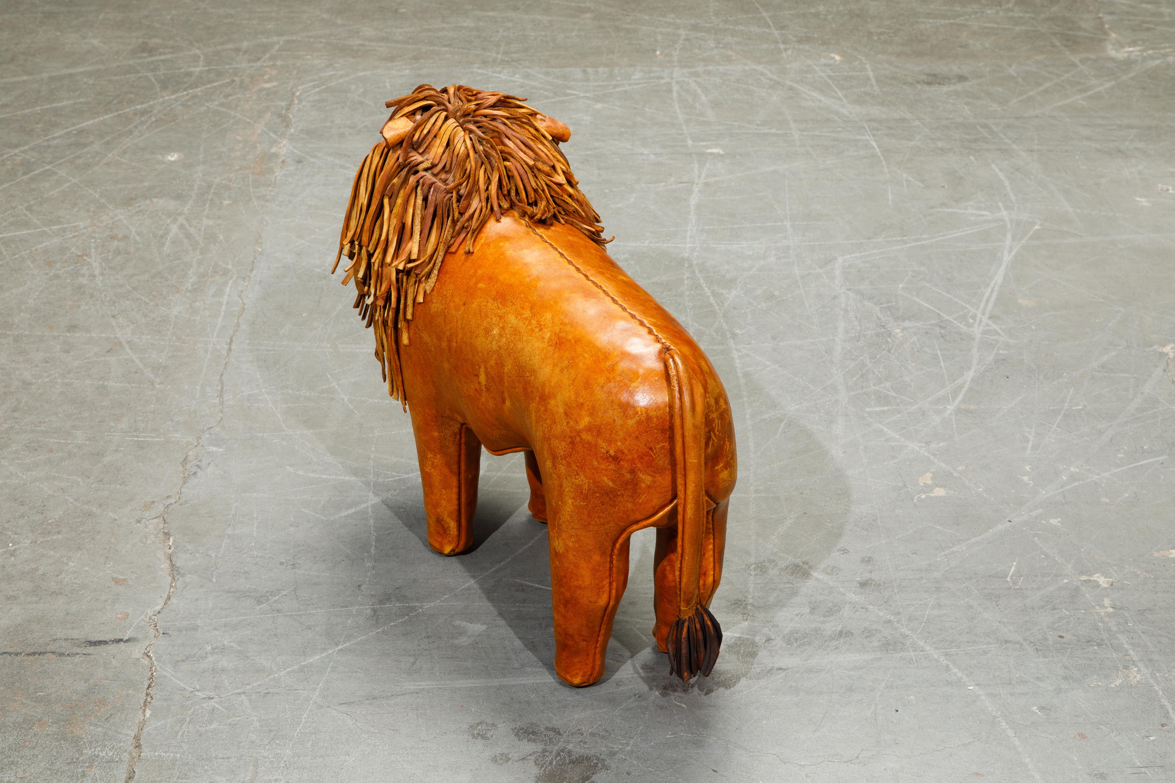 Leather Lion Footstool by Dimitri Omersa for Abercrombie & Fitch, 1970s 6