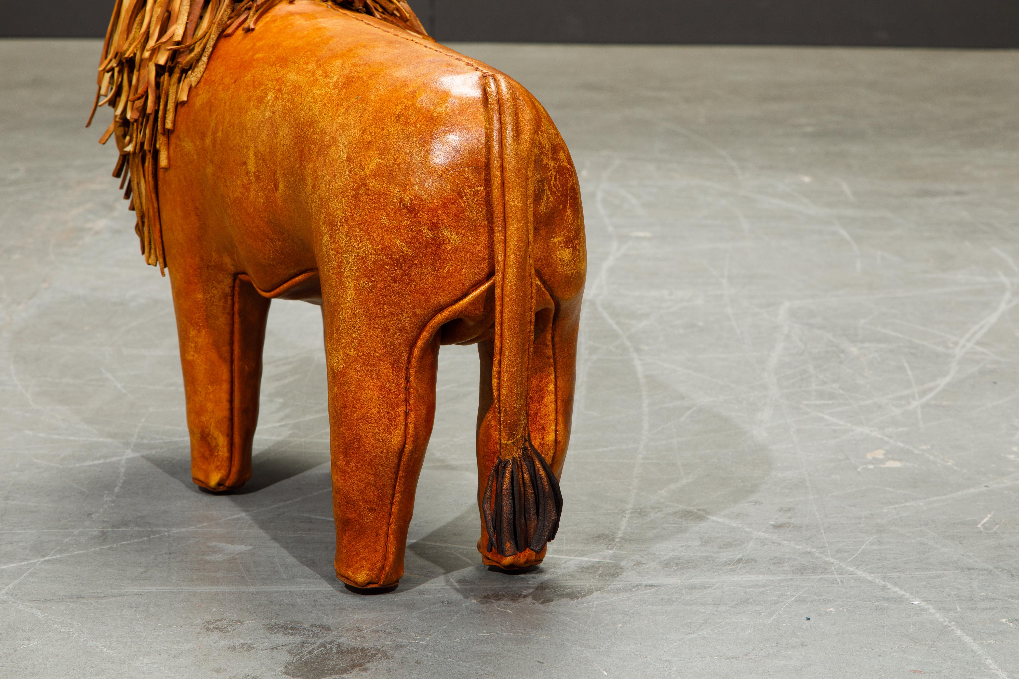 Leather Lion Footstool by Dimitri Omersa for Abercrombie & Fitch, 1970s 7