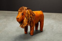 Leather Lion Footstool by Dimitri Omersa for Abercrombie & Fitch, 1970s