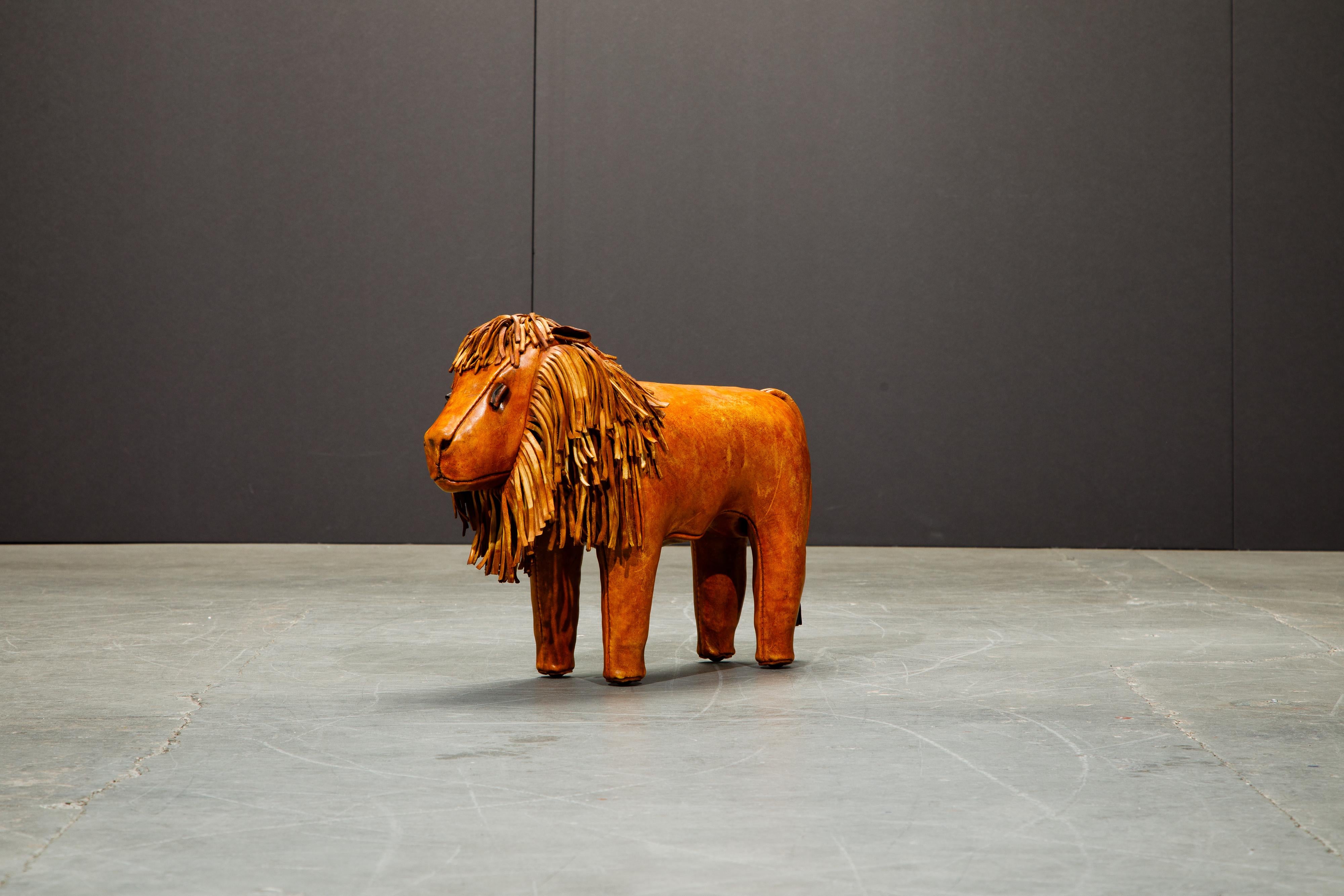 Late 20th Century Leather Lion Footstool by Dimitri Omersa for Abercrombie & Fitch, 1970s