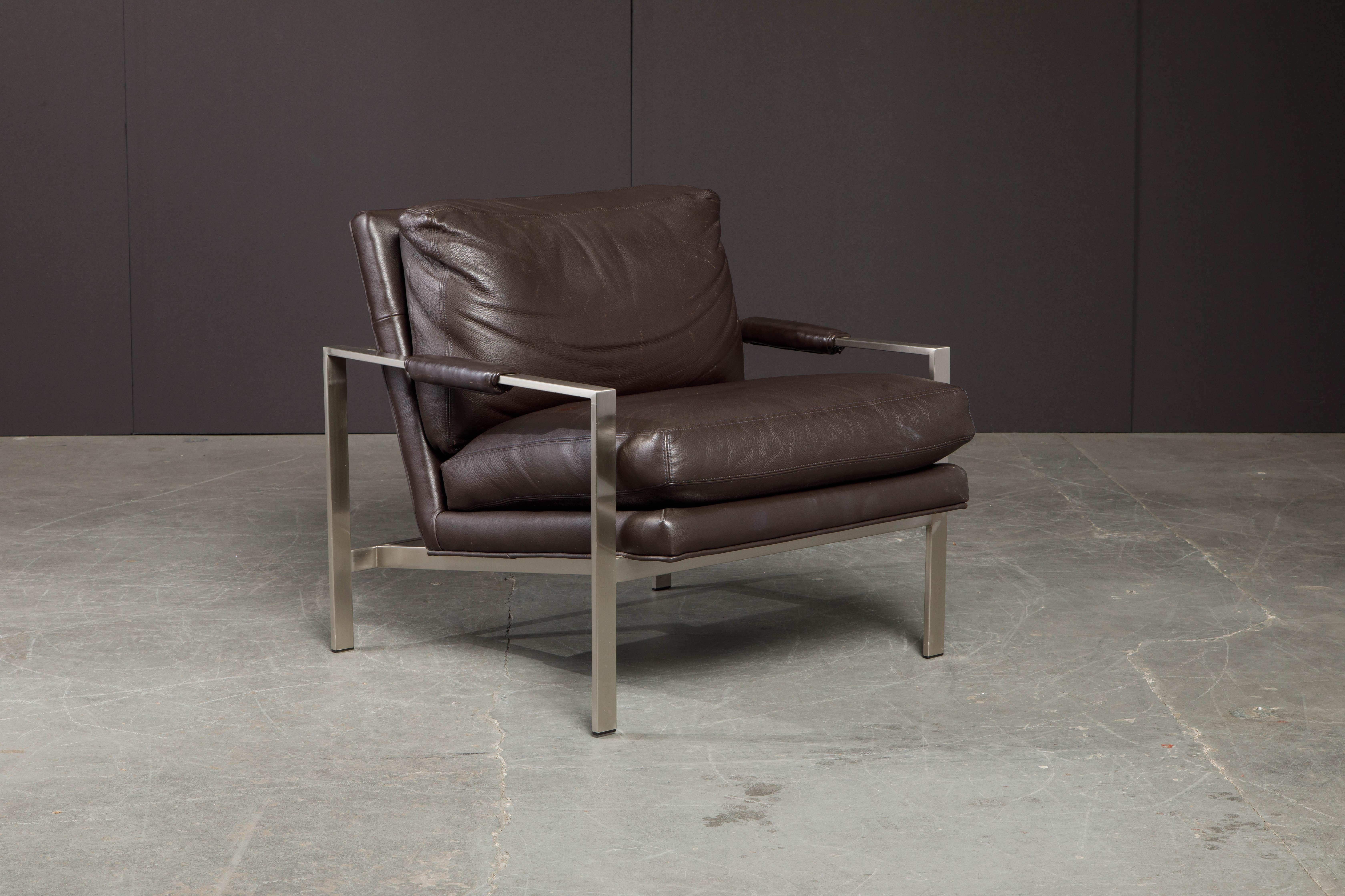 Mid-Century Modern Paire de fauteuils de salon en cuir de Milo Baughman pour Thayer Coggin en vente