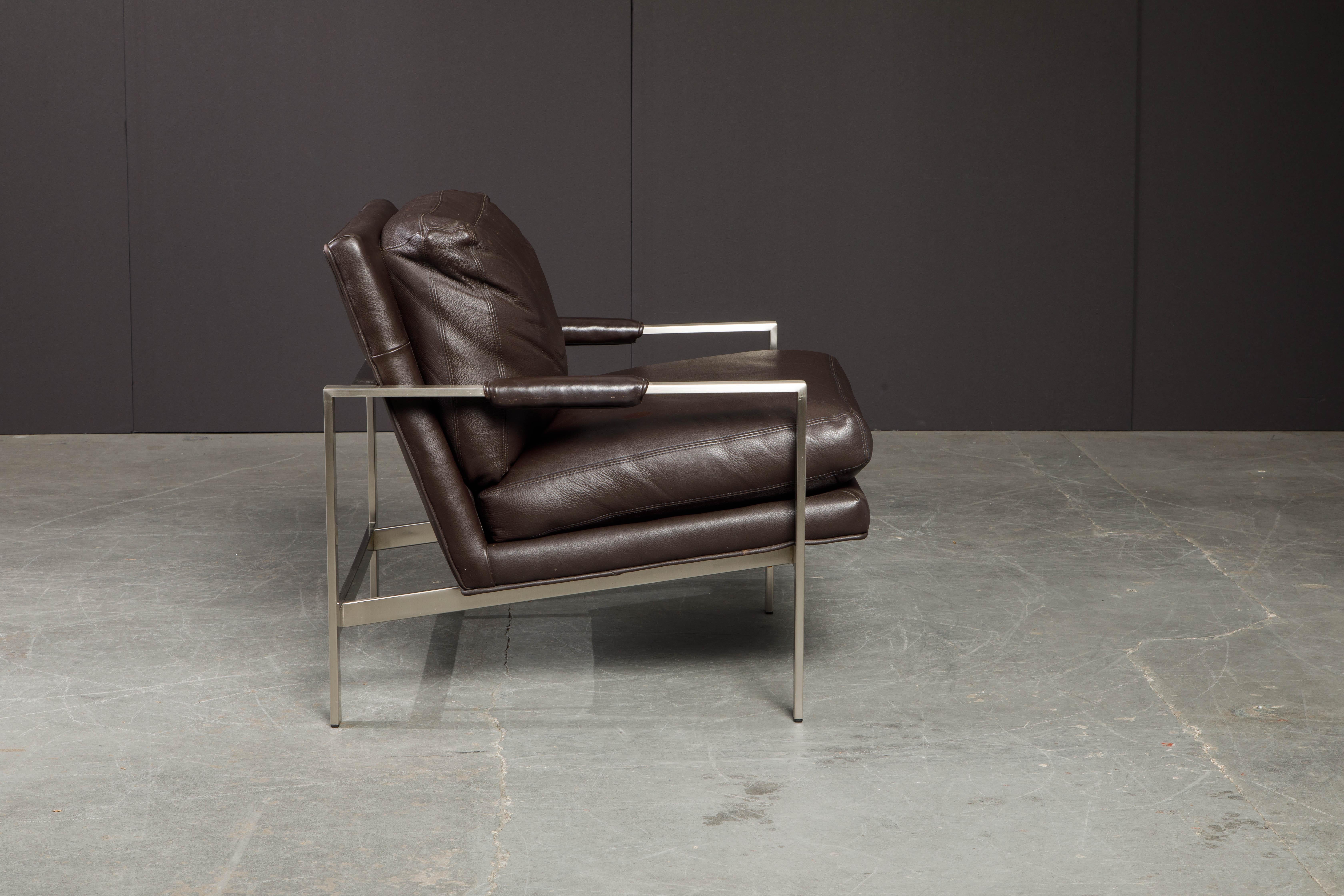 Américain Paire de fauteuils de salon en cuir de Milo Baughman pour Thayer Coggin en vente