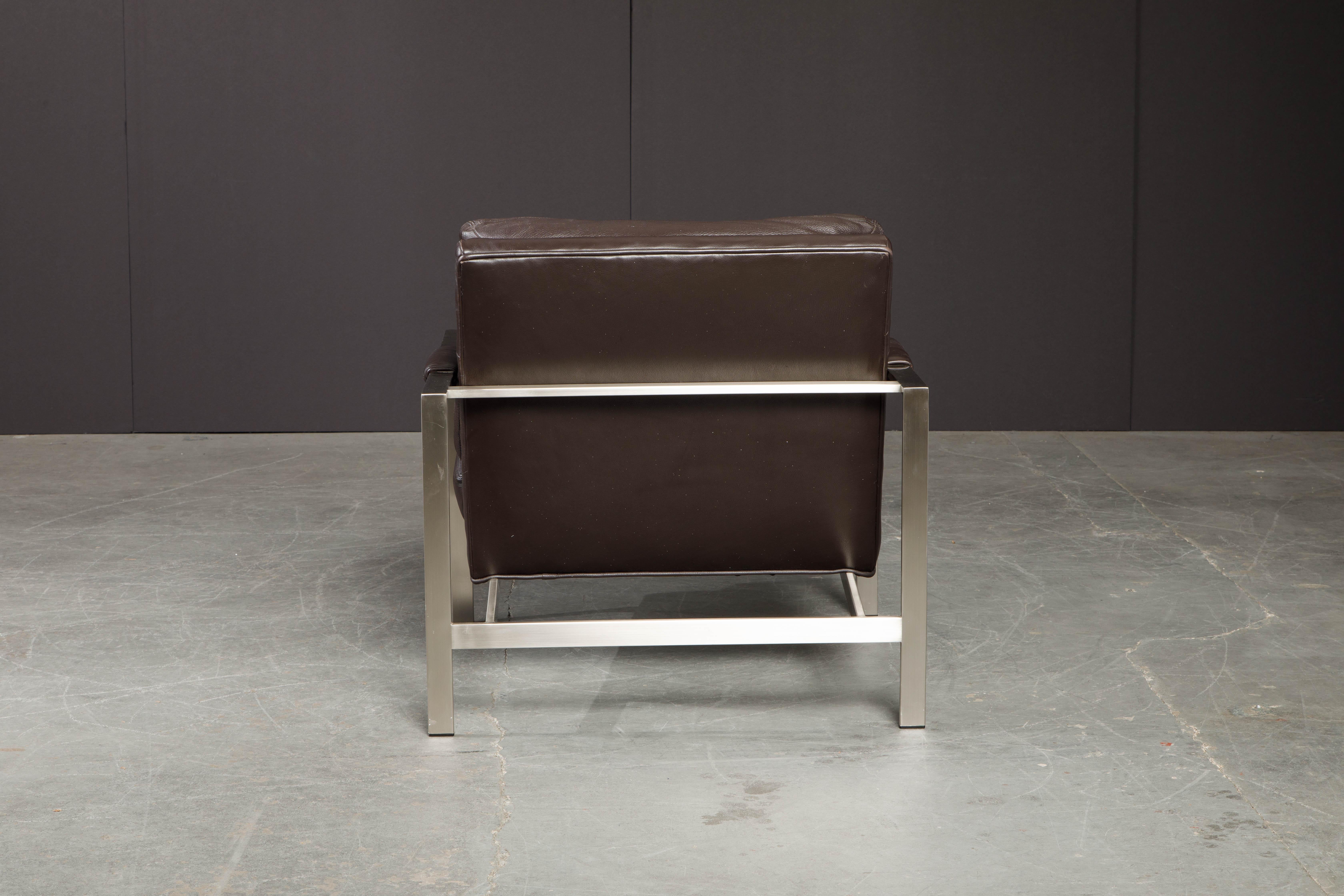 XXIe siècle et contemporain Paire de fauteuils de salon en cuir de Milo Baughman pour Thayer Coggin en vente