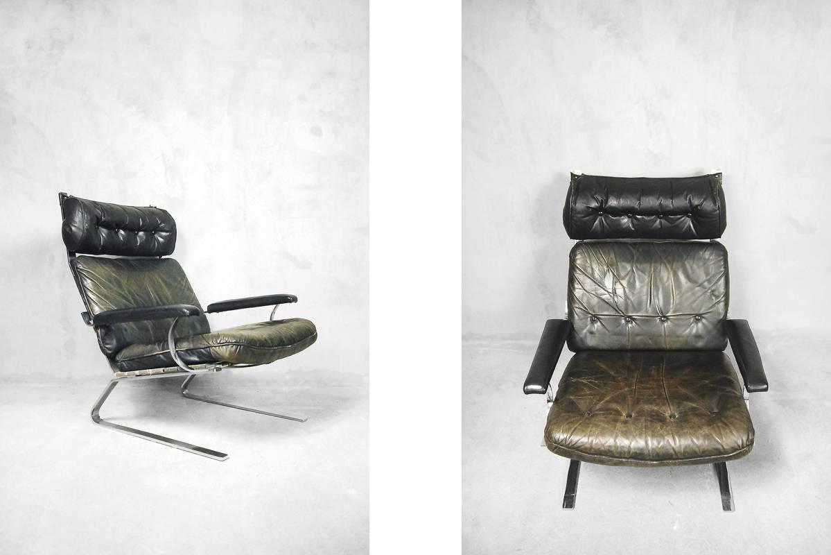 Leather Lounge Chair and Ottoman by Reinhold Adolf for COR, 1960s For Sale 1