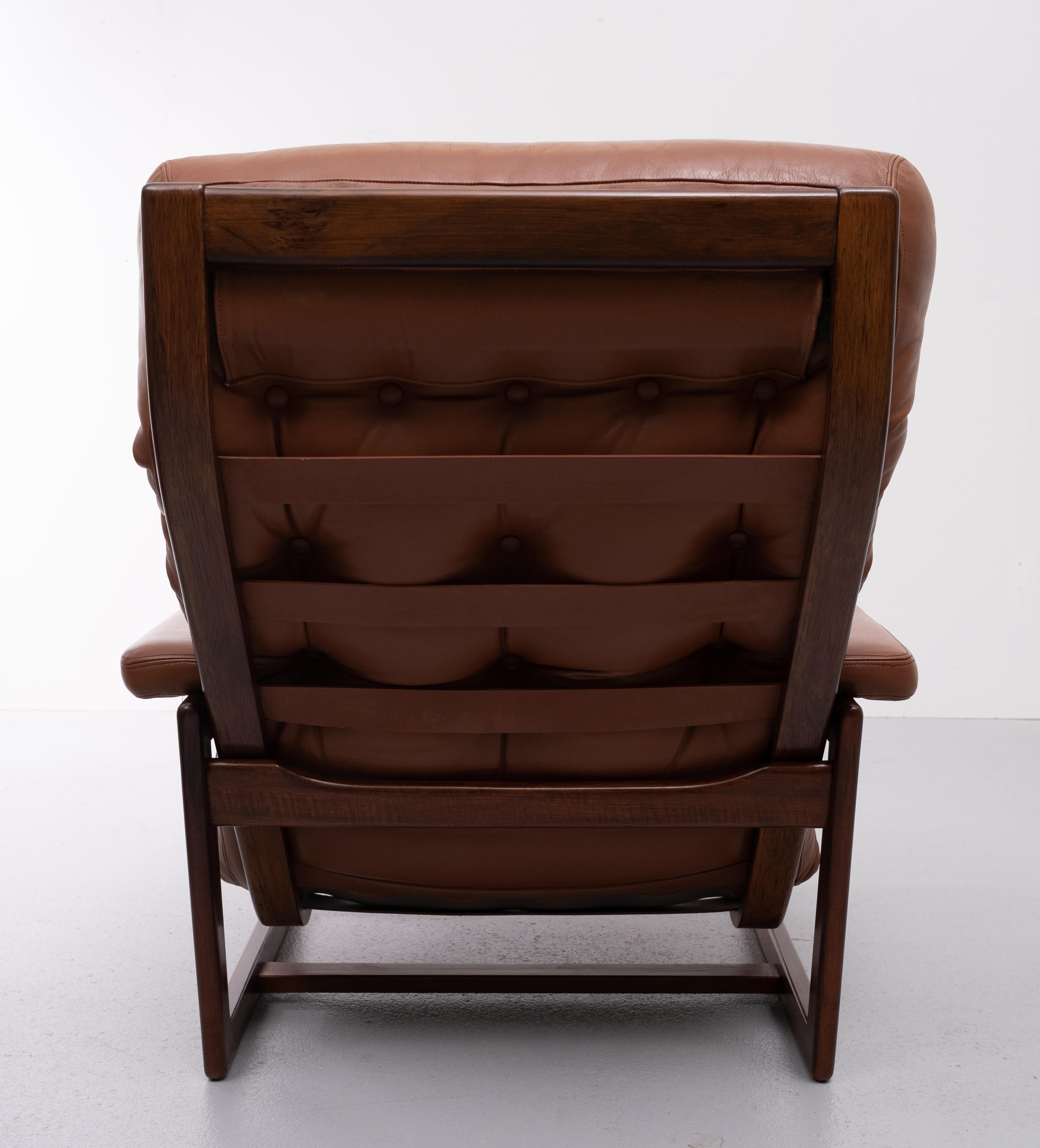 Leather Lounge Chair and Ottoman, 1970s, Denmark 3