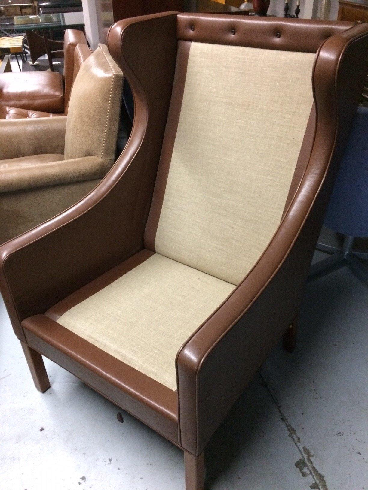 Leather Lounge Chair and Ottoman by Borge Mogensen In Excellent Condition In New York, NY