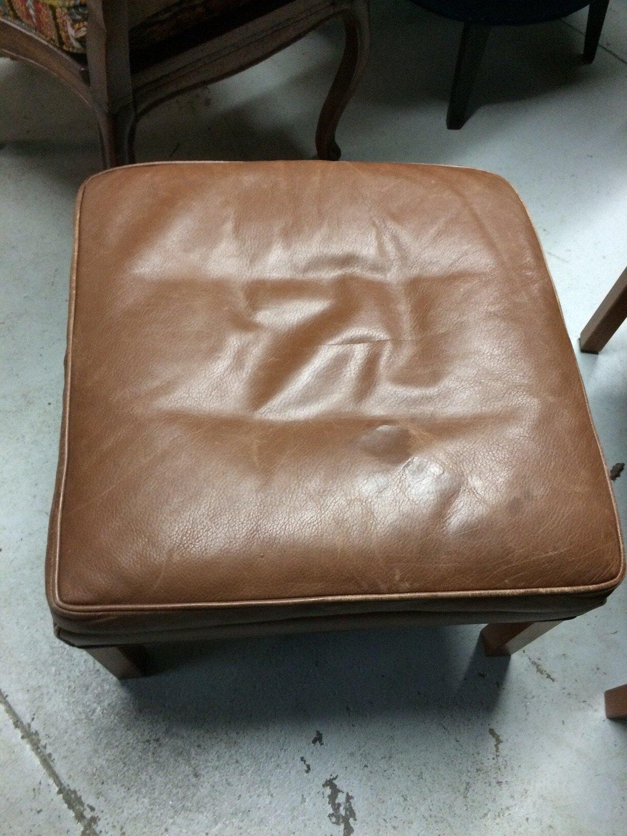 Mid-20th Century Leather Lounge Chair and Ottoman by Borge Mogensen