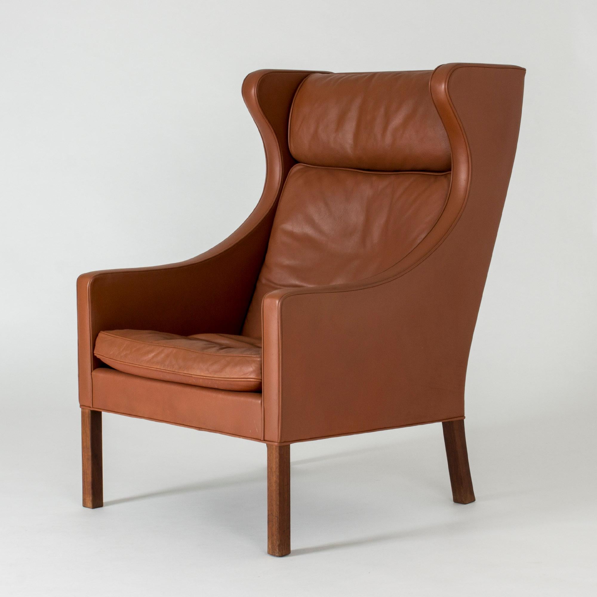 Scandinavian Modern Leather Lounge Chair and Ottoman by Børge Mogensen