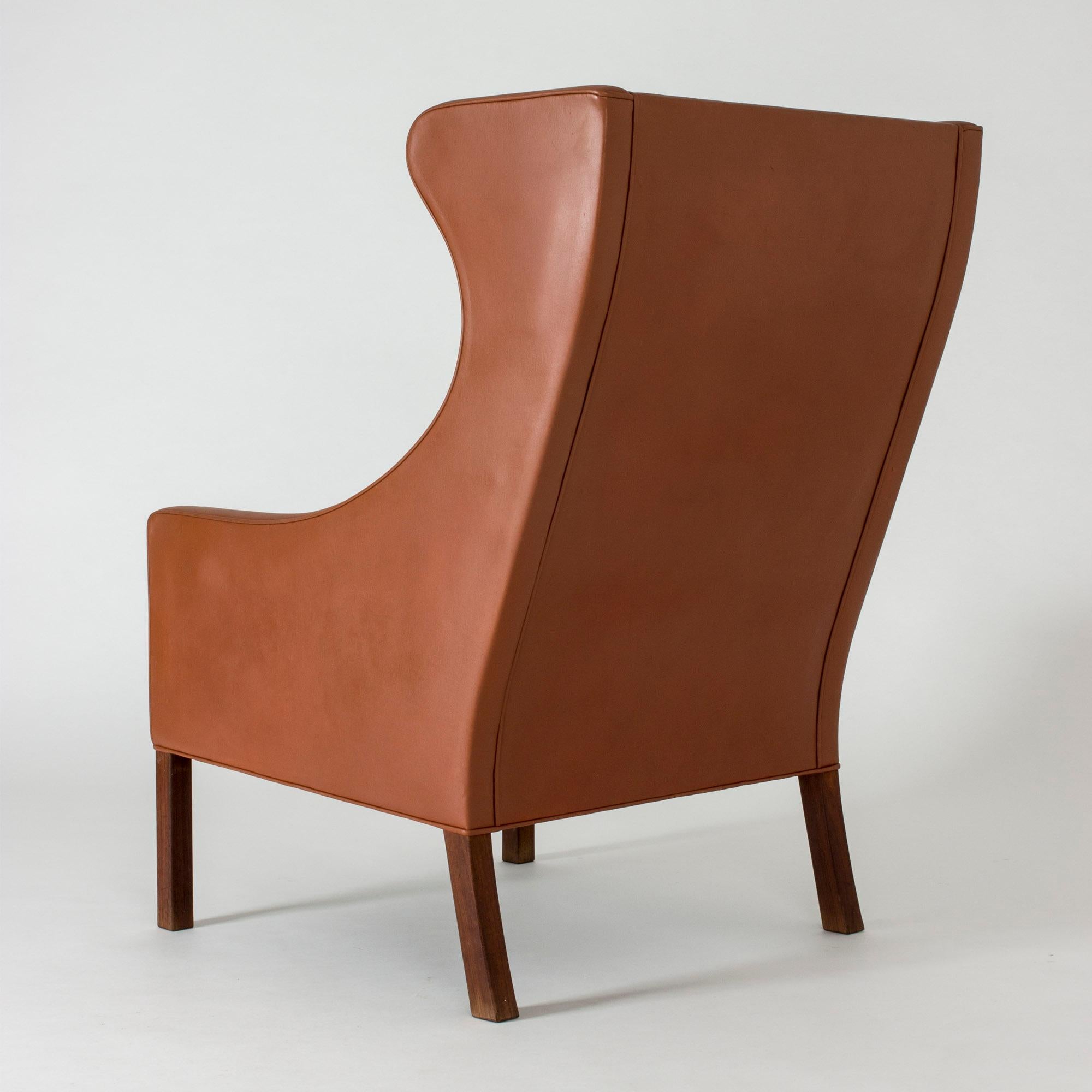 Danish Leather Lounge Chair and Ottoman by Børge Mogensen