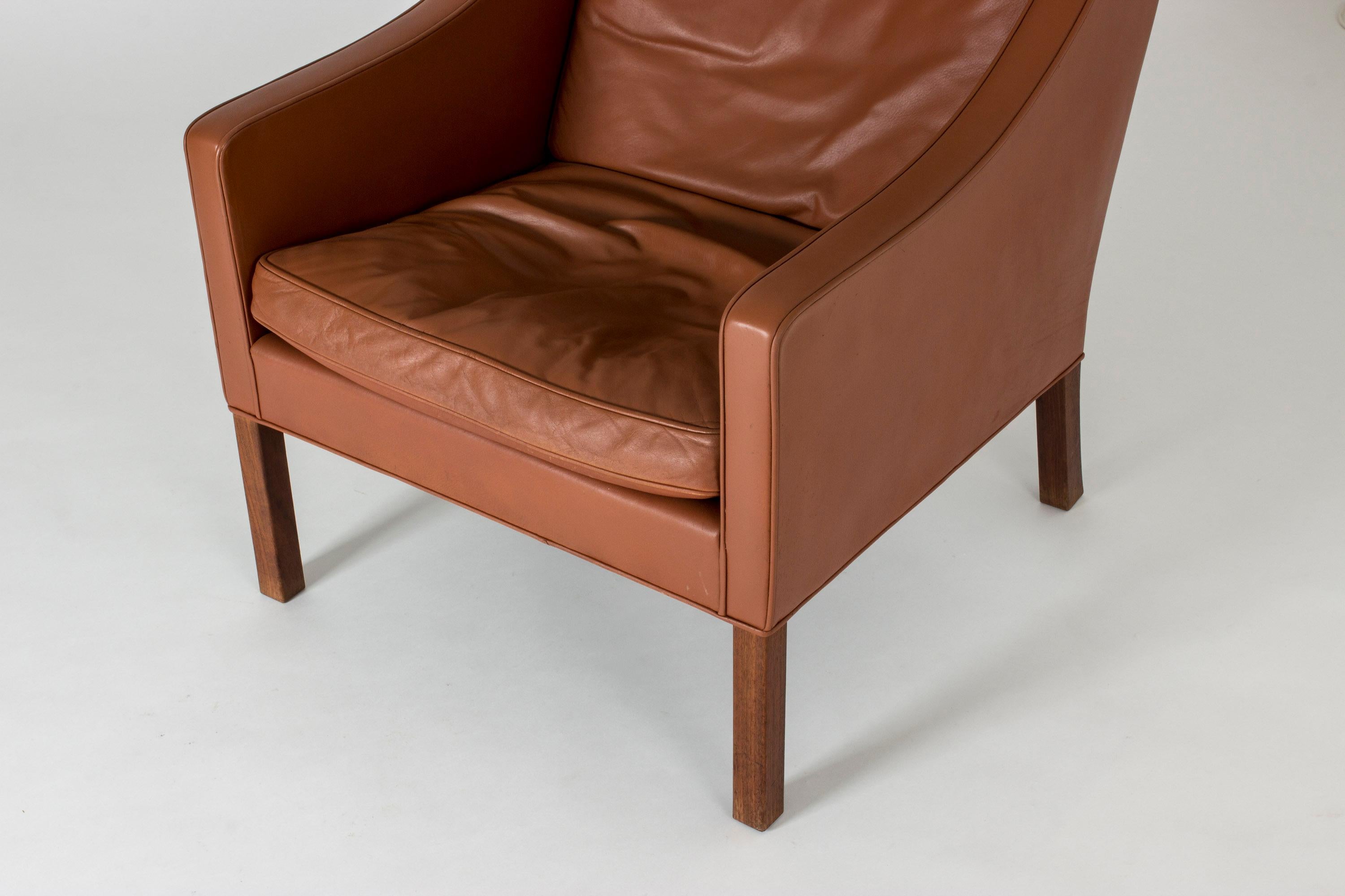 Leather Lounge Chair and Ottoman by Børge Mogensen 3