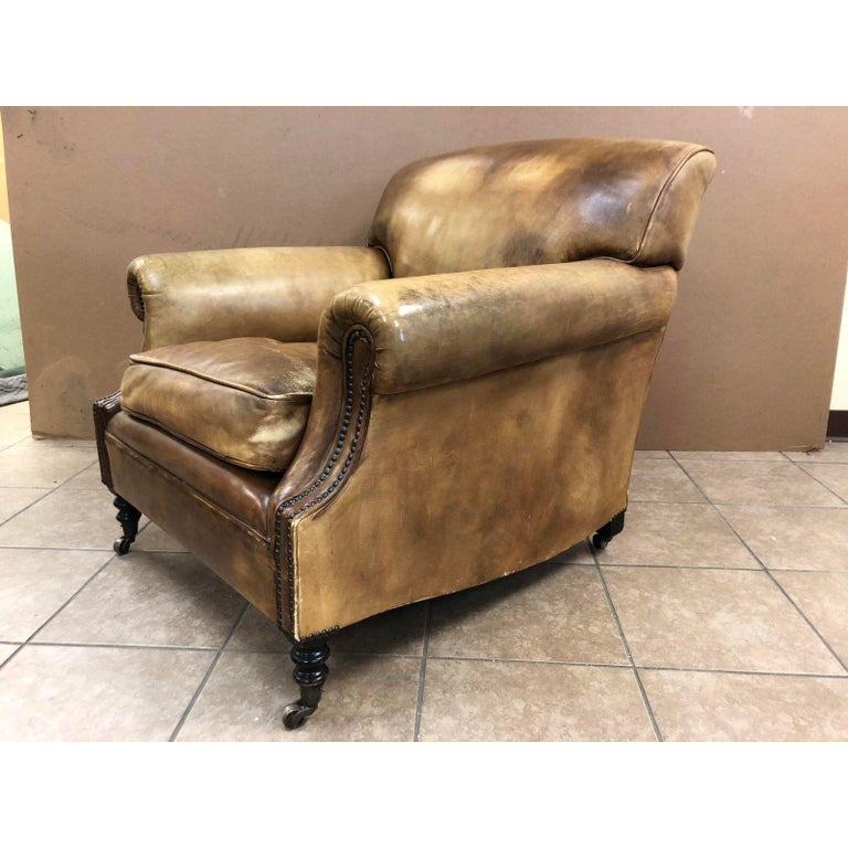 Leather Lounge Chair and Ottoman by George Smith For Sale ...