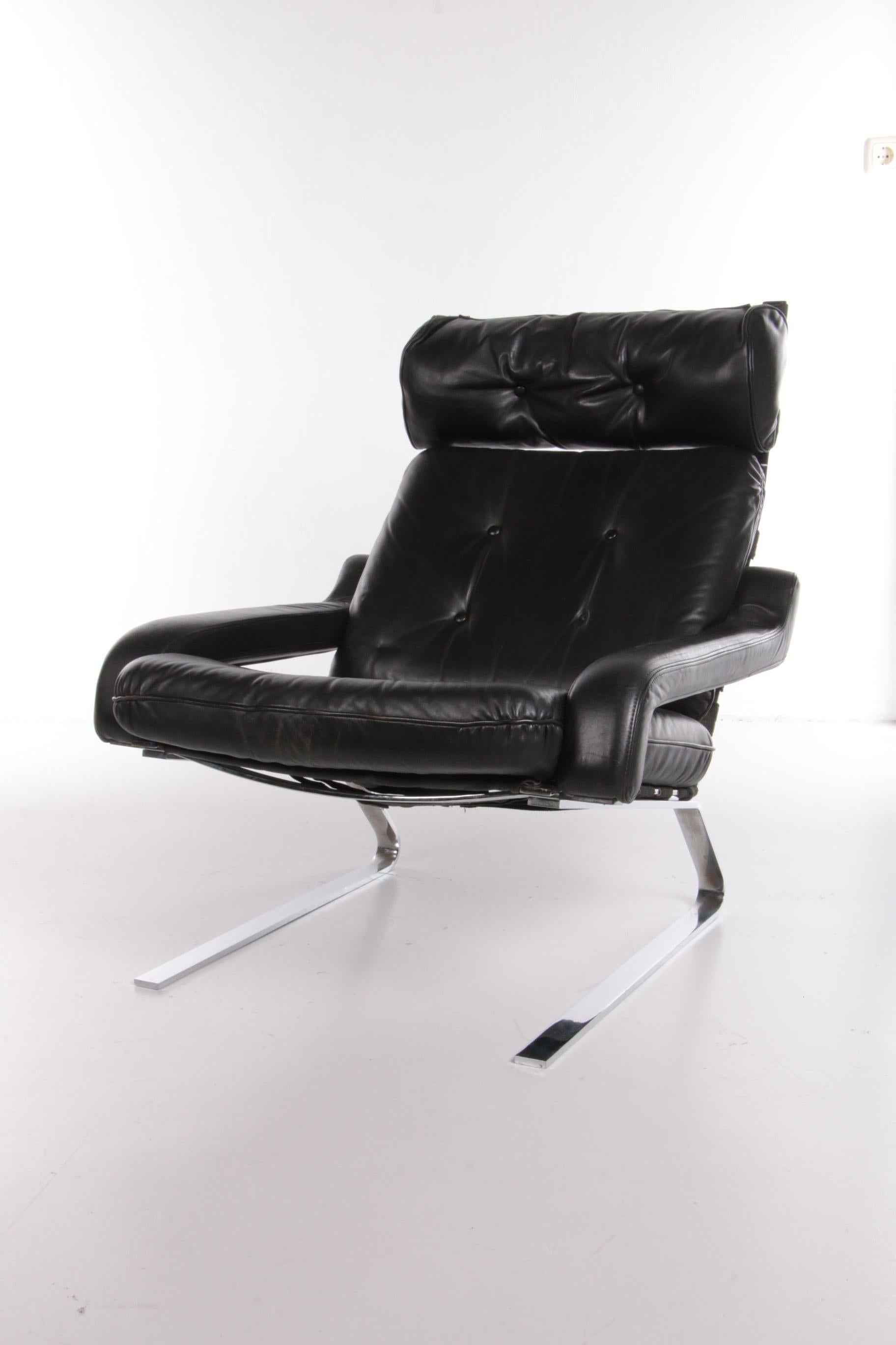 Leather Lounge Chair and Ottoman by Reinhold Adolf for COR, 1960s In Good Condition In Oostrum-Venray, NL
